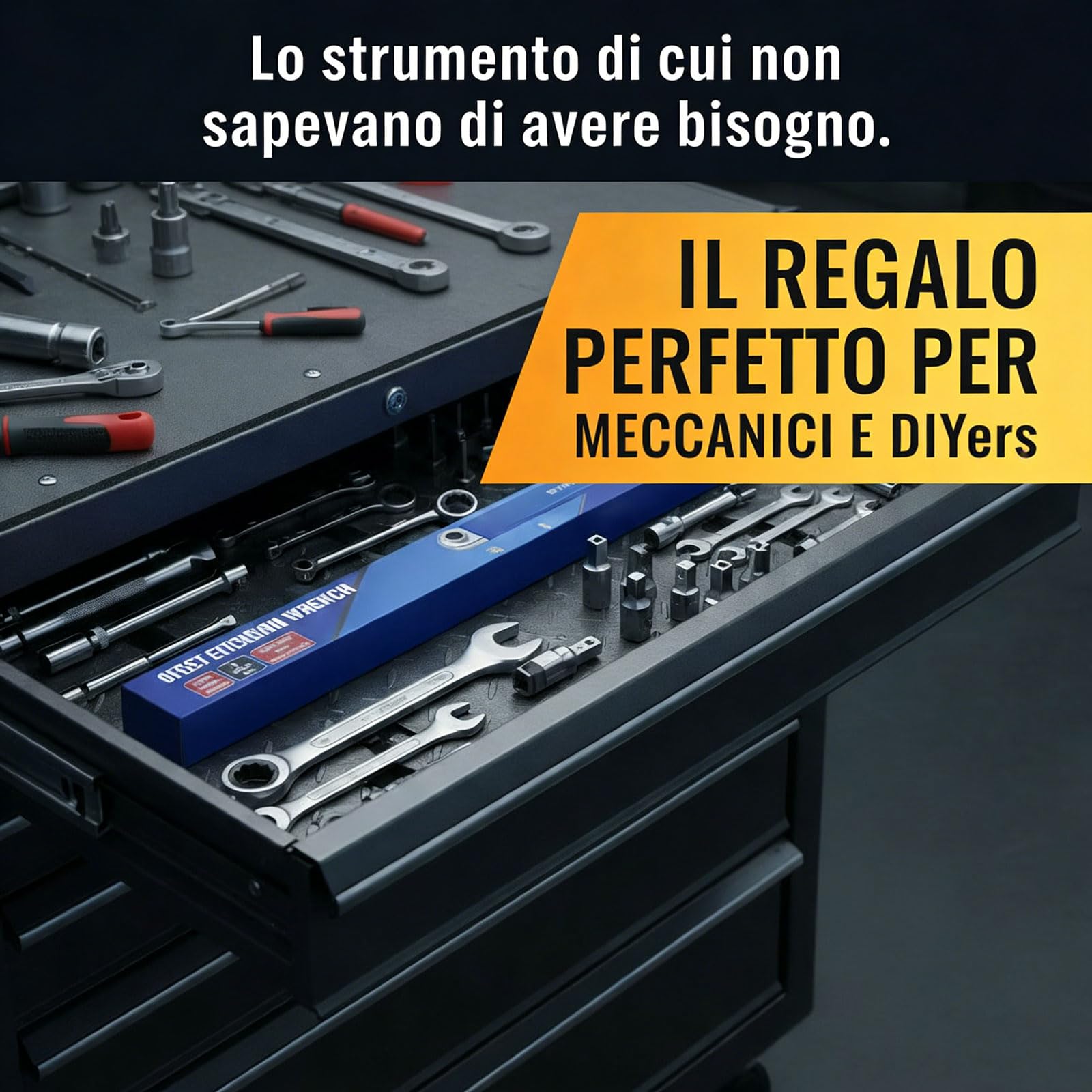 Generico Chiave Offset Schraubwerk, Estensione per Cricchetto con Meccanismo a Catena, Strumento per Spazi Stretti Motore Auto e Moto, Trasferimento di Coppia 1:1, Adattatori Inclusi (A,1)
