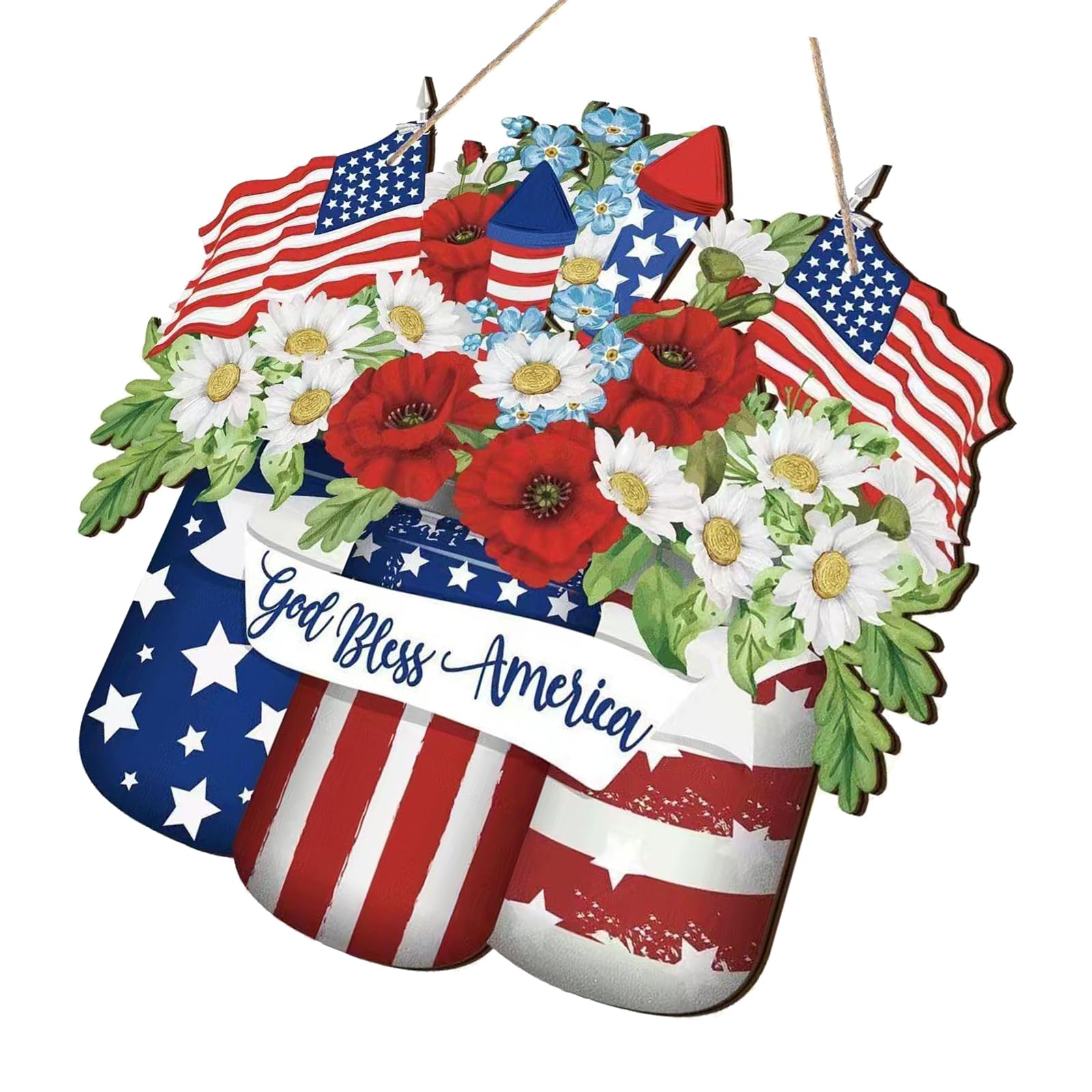 Festives Wooden Hanging Sign for 4th of July Celebration Independence Day Front Door Wreath 250th Anniversary Decors Patriotics Wooden Wreat