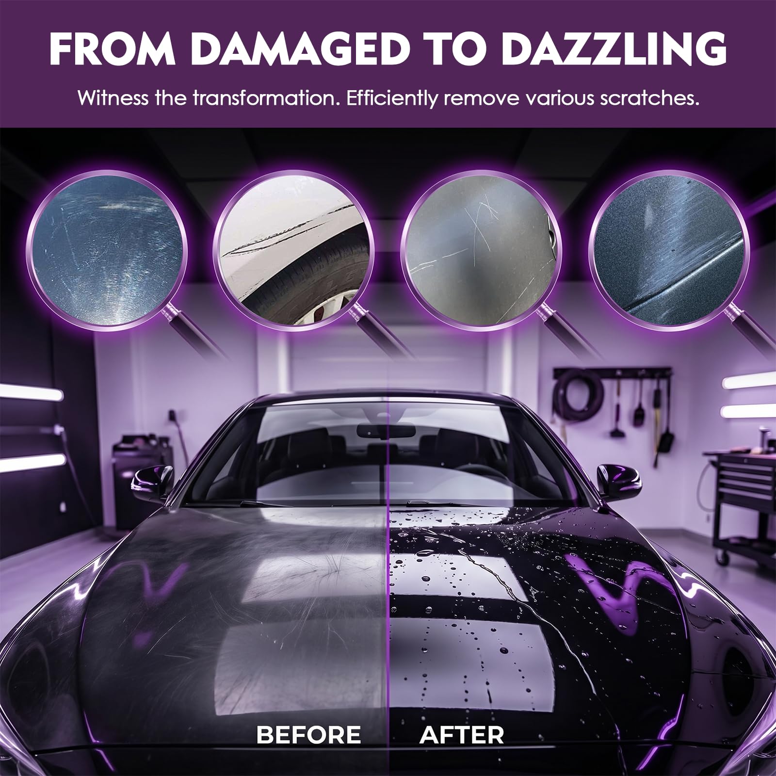 Reparador Arañazos & Pulido Cerámico Coche, 2026 NEW 2-en-1 Quita Arañazos Coche Kit, Paño Microfibra y Esponja Pulidora Para Arañazos y Brillo Intenso, Apto Para Todas las Pinturas