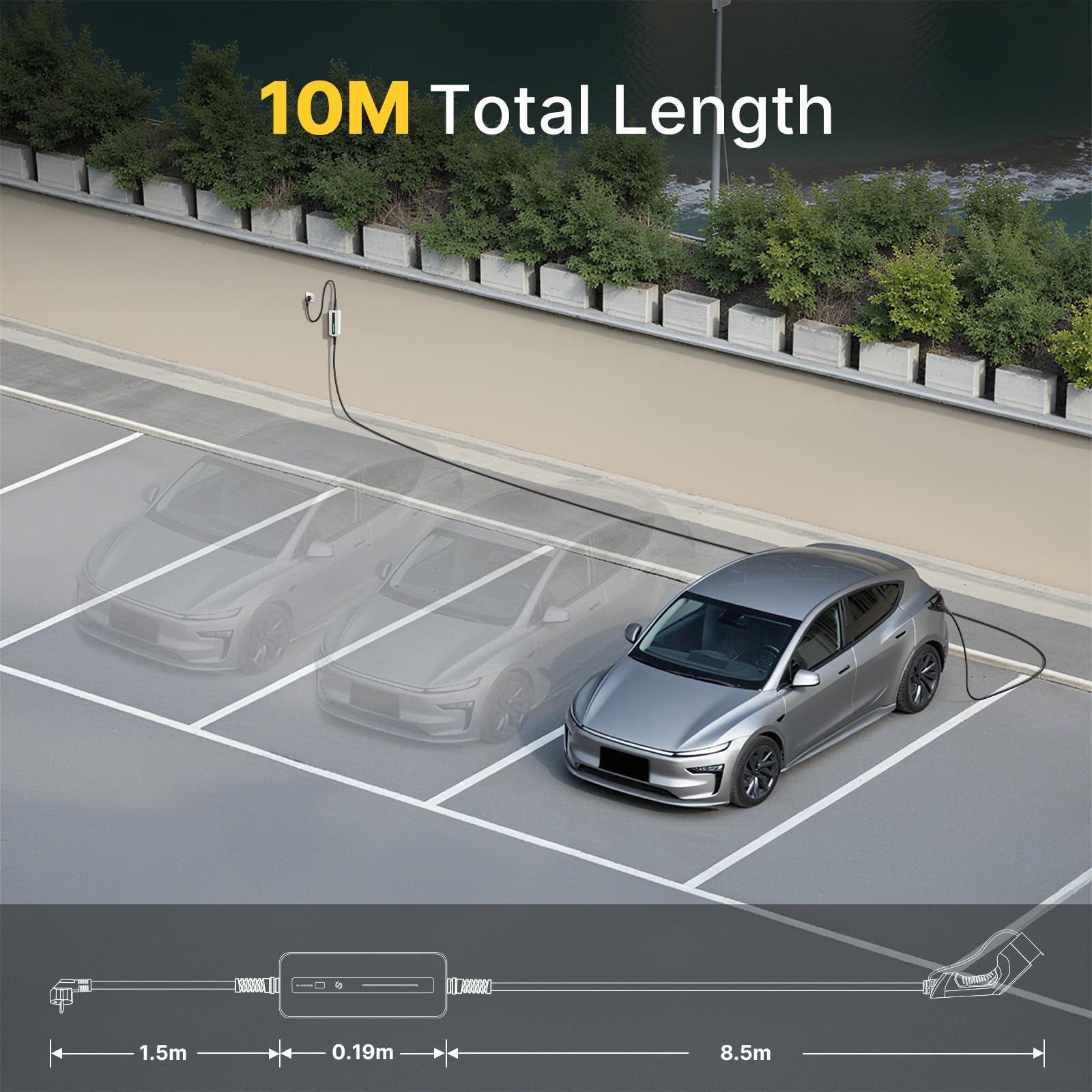 Morec Chargeur Voiture Electrique 3.68KW [10M, 10A/16A] Câble de Charge Type 2, Câble de Charge de Voiture électrique Compatible avec Tous Les Standard IEC 62196-2 EV/PHEV, Sac Portable