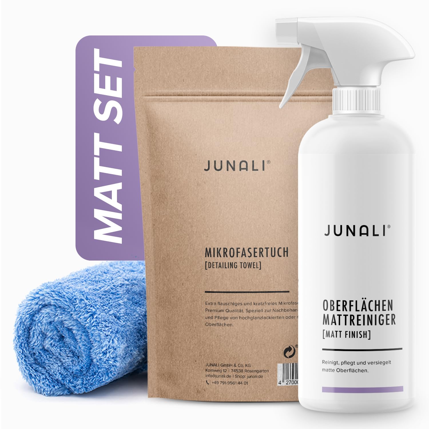 Kit mat JUNALI 500ml et son chiffon microfibre pour surfaces mates - 8