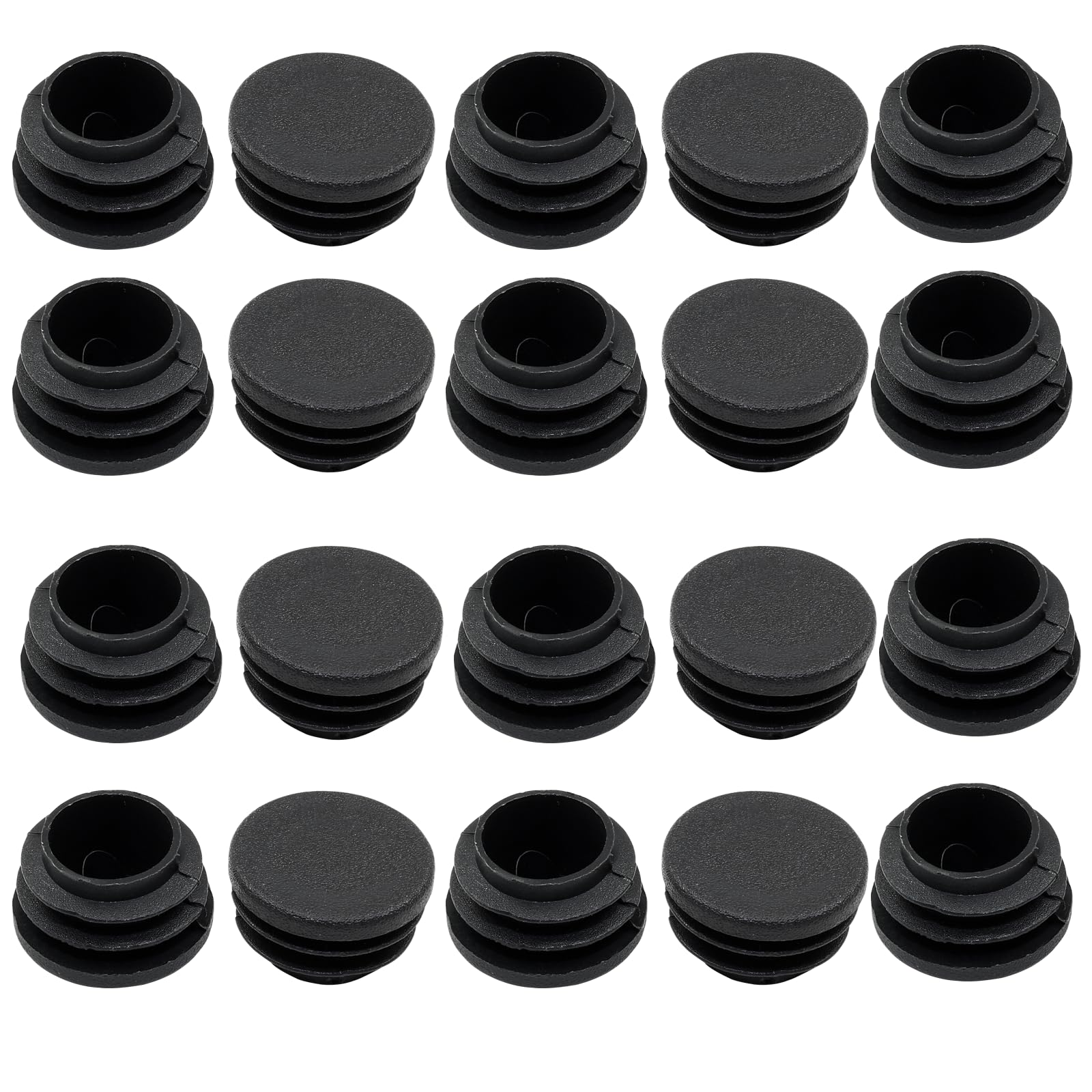 40 Pack 1" Round Plastic Plug, Furniture Pipe Tube Cover Insert Tubing End Caps for Round Tubing Post, Pipe Post, Chairs (Black)