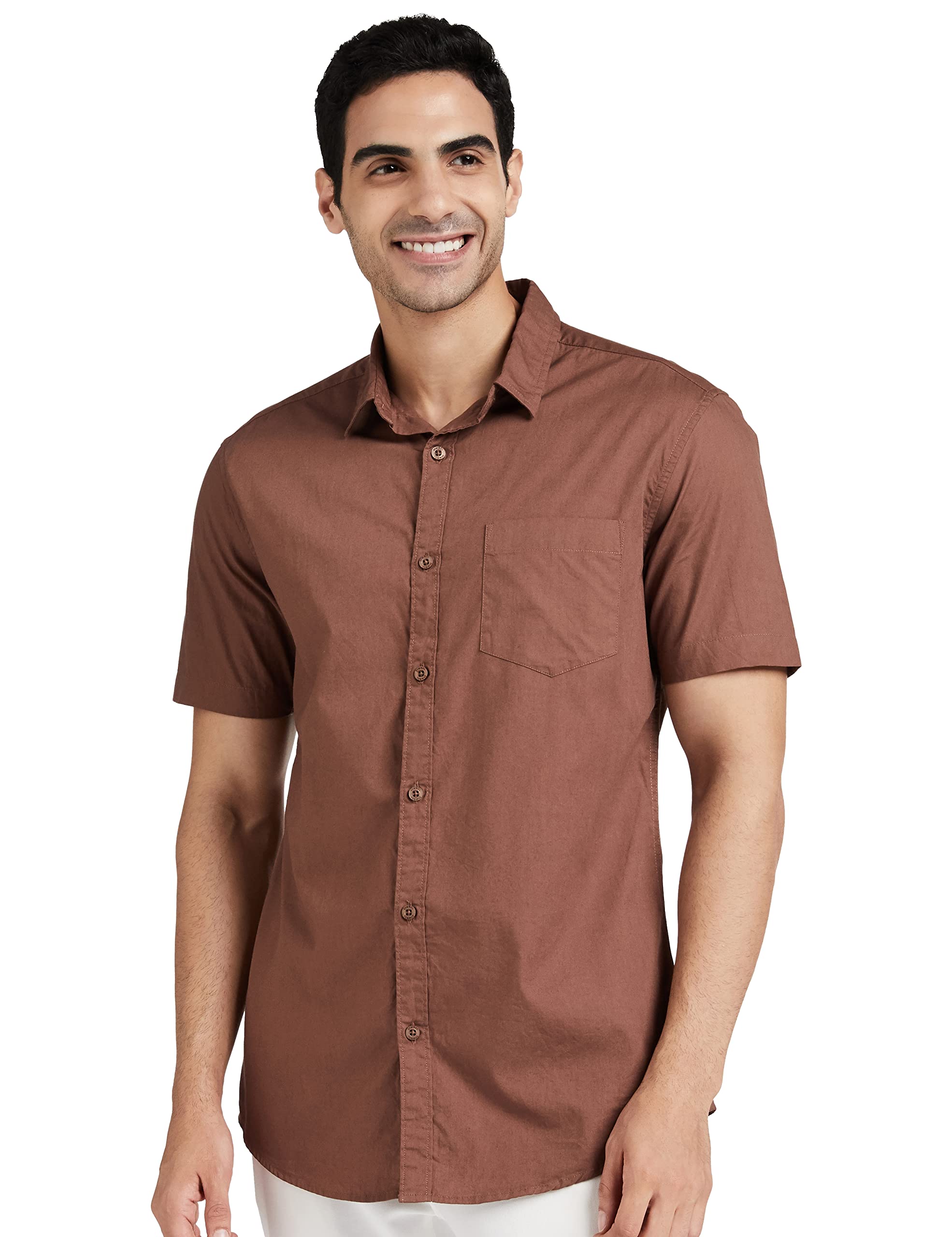 Amazon Symbol Men's Brown Cotton Shirt - Image 1
