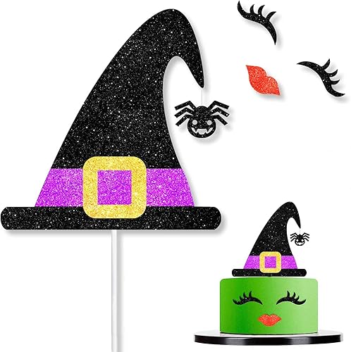 Gorro de bruja de Halloween, decoración de pastel de murciélago con pestañas, púas de labio de ala para Halloween, temática de terror, fantasía,
