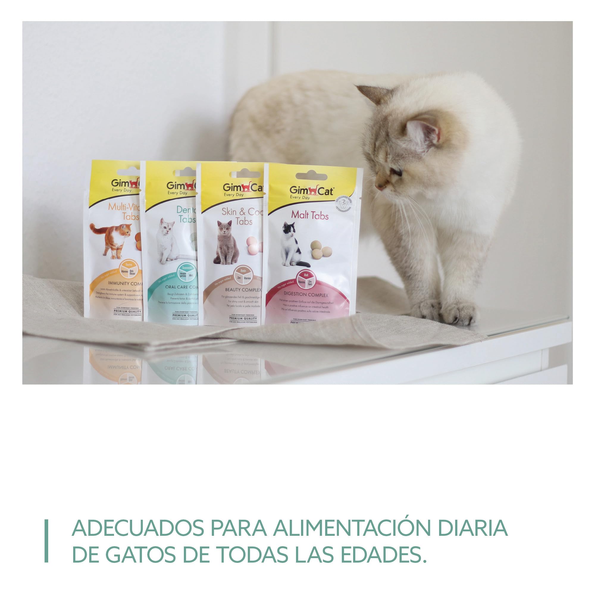 GimCat Denta comprimidos - Snack para gatos funcional que favorece el cuidado bucodental - Pack de 8 (8 x 40 g)