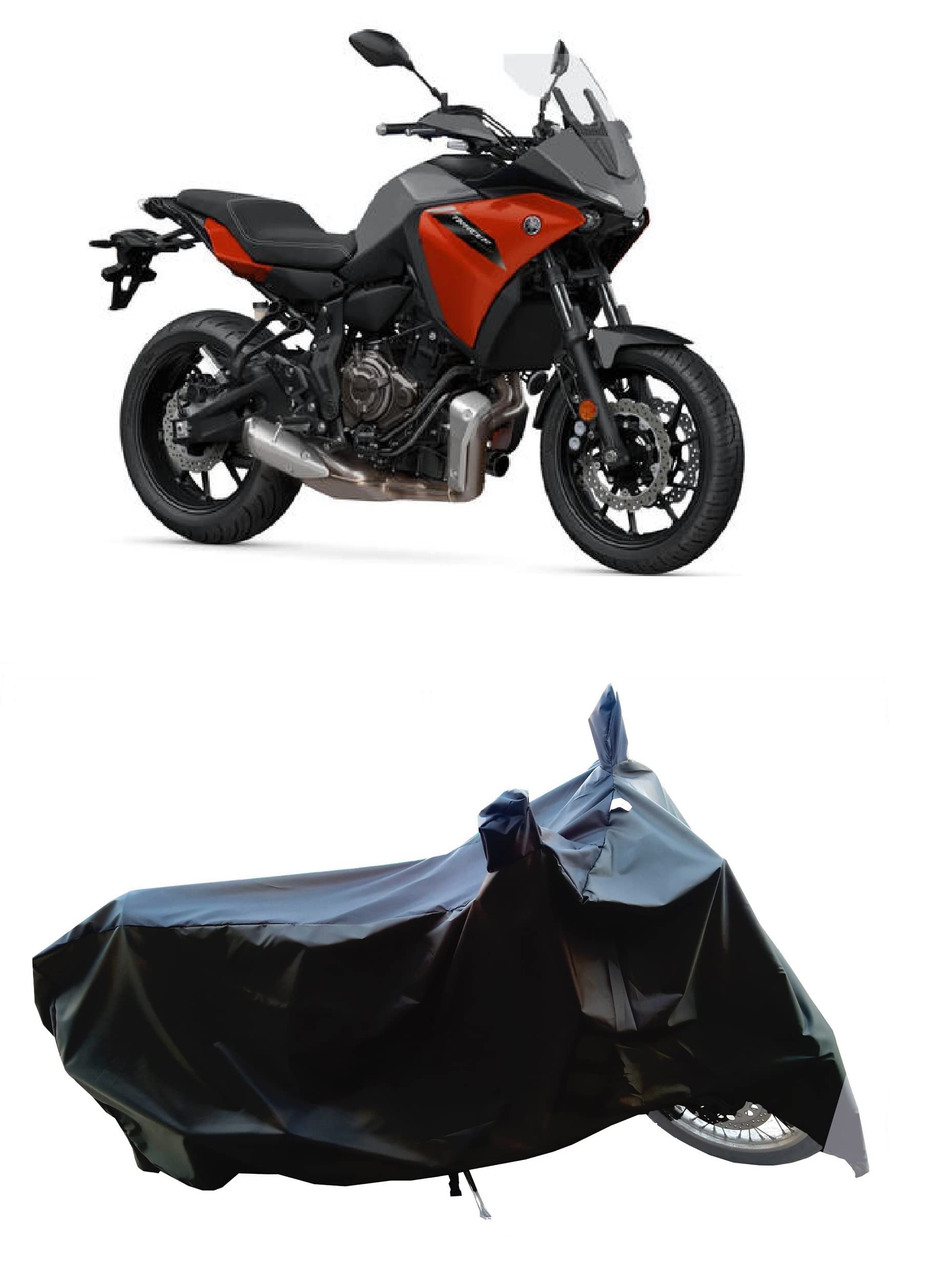 Coxtor Bike Body Cover for Yamaha M15 Tracer 2021 UV Protection & Water Resistance 190 T Fabric (Grey Patta)