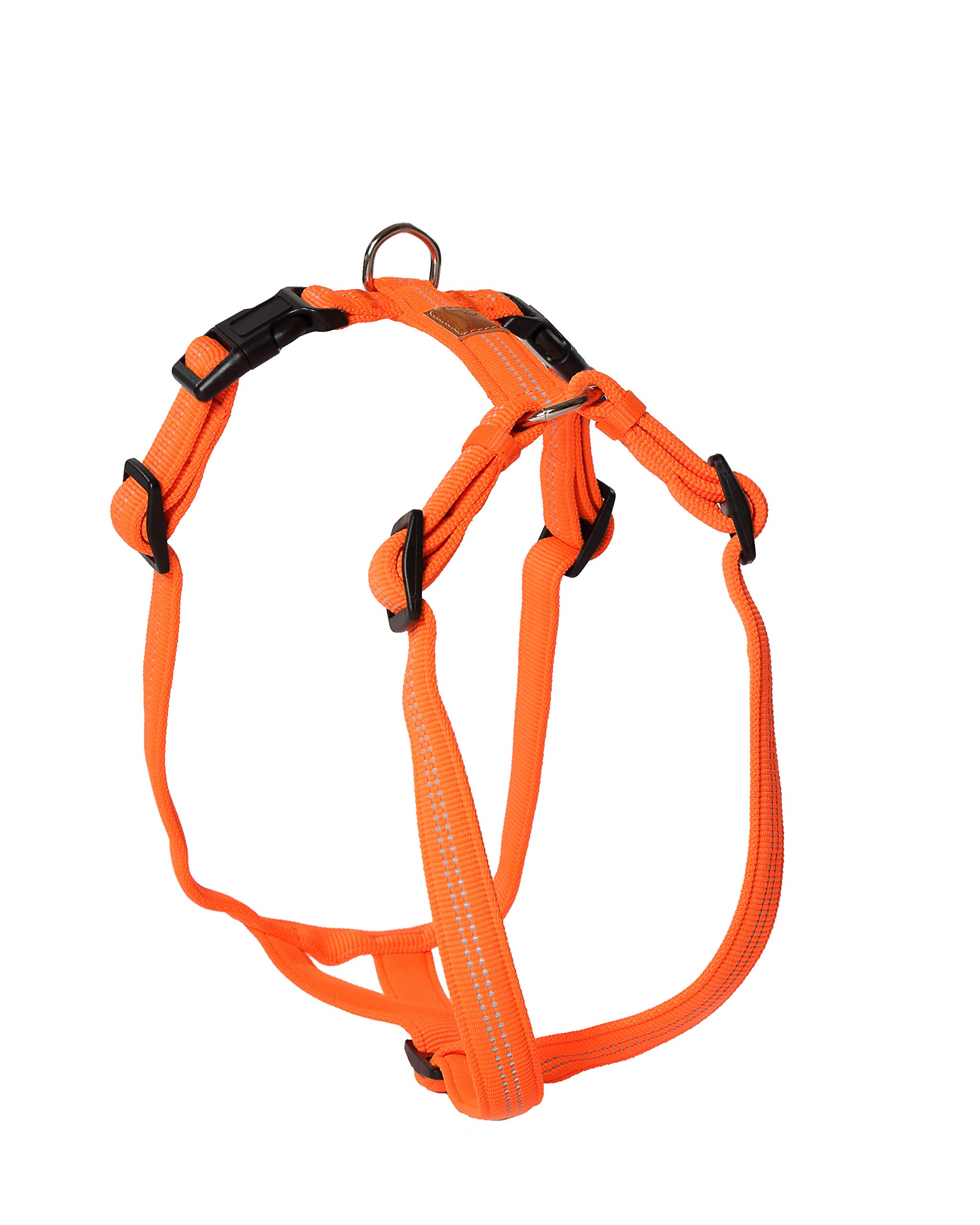 Feltmann Hundegeschirr - Super Soft, Neonorange, reflektierend, Bauchumfang 60-80 cm, 25 mm Bandbreite