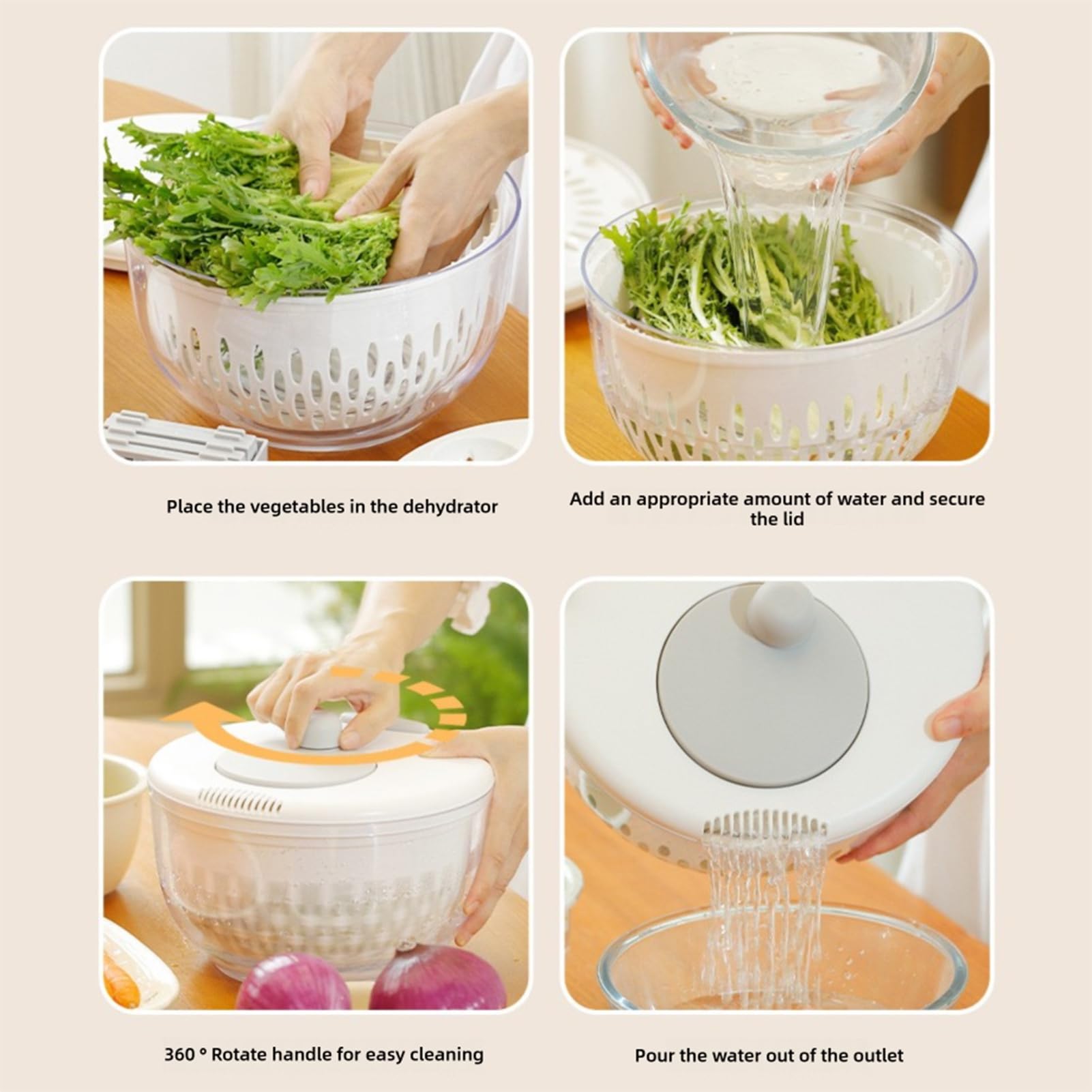 Salat Schleuder mit 5 Klingen 4500ml Multifunktional für Küche