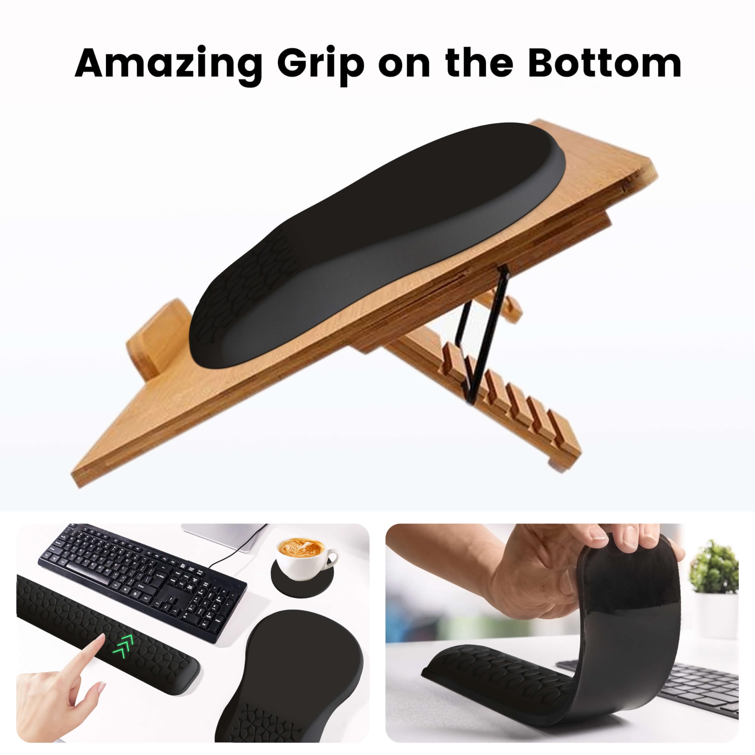 Mekass Set 3 in 1 con tappetino per mouse ergonomico e poggiapolsi per tastiera, in memory foam super morbido, supporto per il polso per tastiera del computer, braccioli antiscivolo per digitare