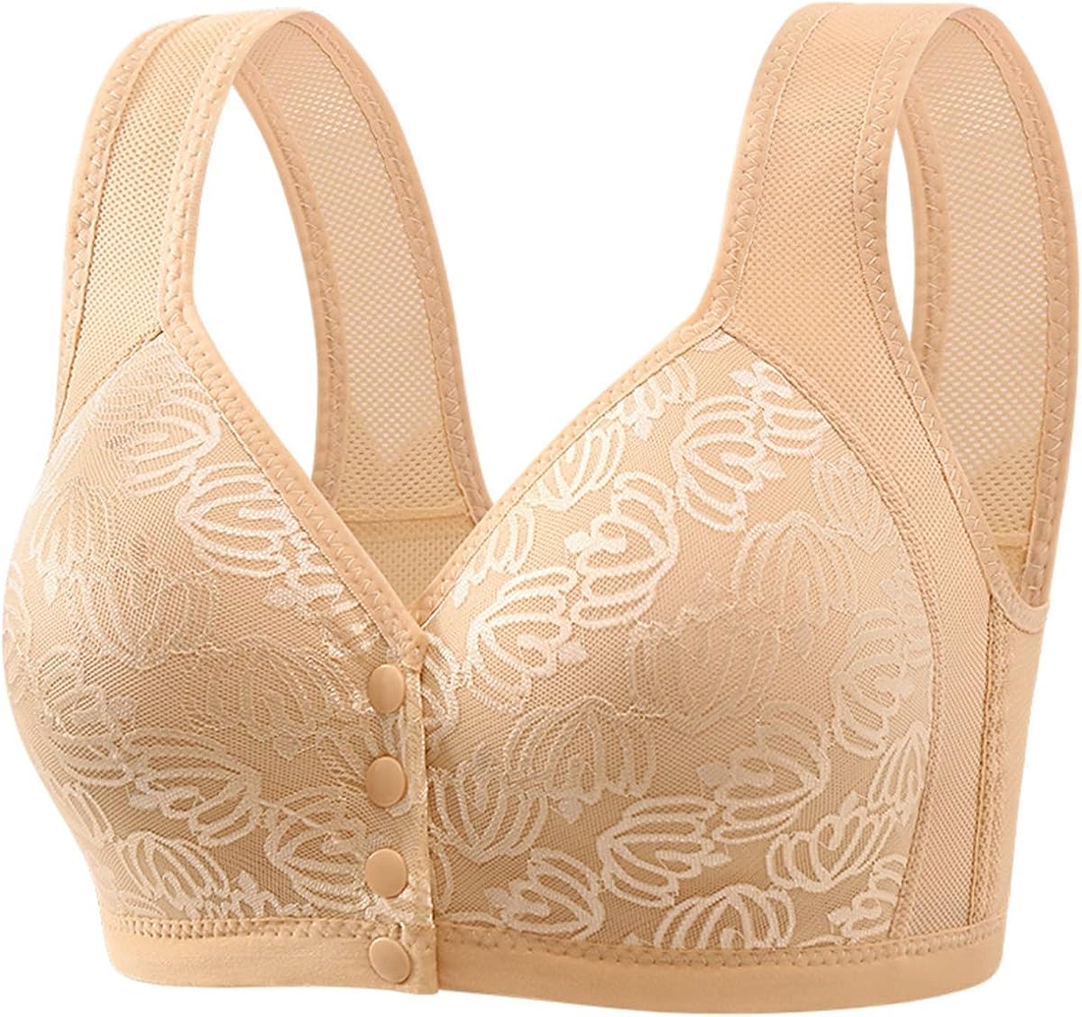 Daisy Bras for Older Women 2024 Comfy Convenient Front Closure Push Up Bras Full Support No Underwire Breathable Bra