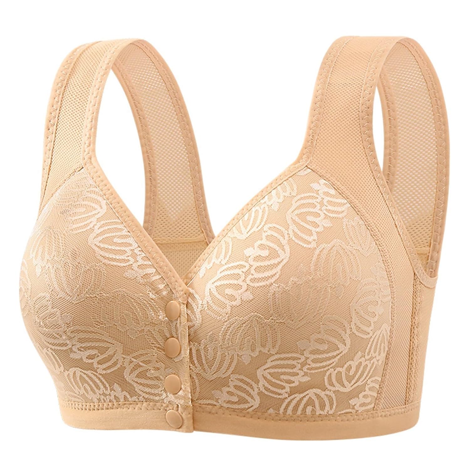 Daisy Bras for Older Women 2024 Comfy Convenient Front Closure Push Up Bras Full Support No Underwire Breathable