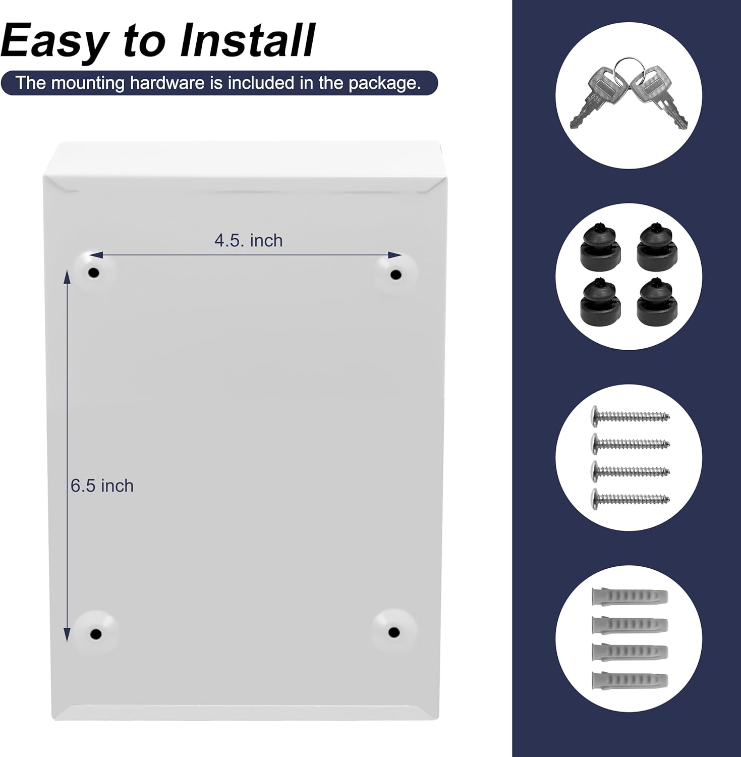 Locking Wall-Mounted Mailbox, Weatherproof Metal Mailbox with Secure Lock for Outdoor Use, Stainless Steel, Modern & Decorative Design, Perfect for Home & Office (White)