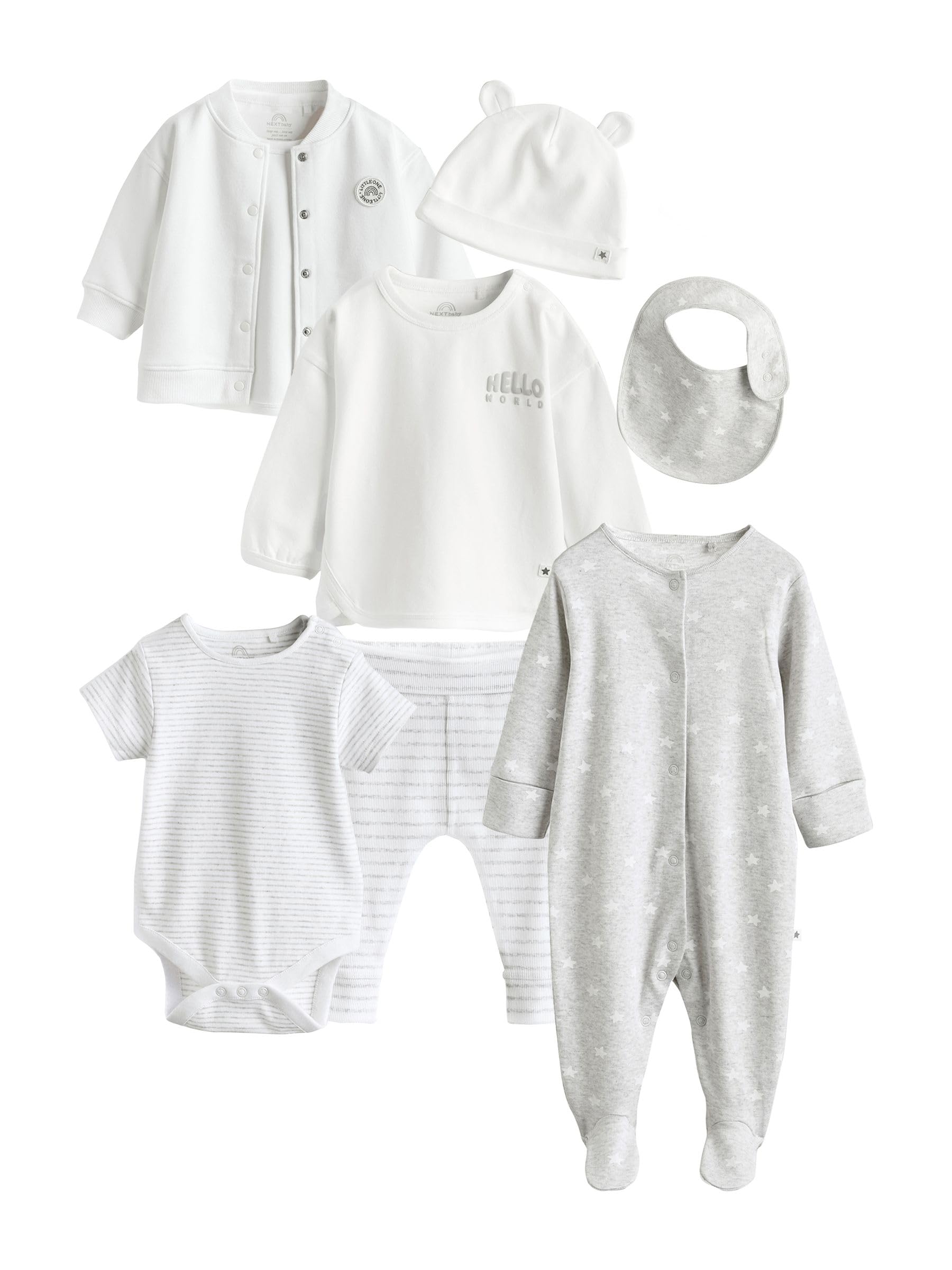 NEXT Unisex Bambino Set regalo da 7 pezzi per neonati | Neonato, Standard, Pull On, Lavabile in lavatrice