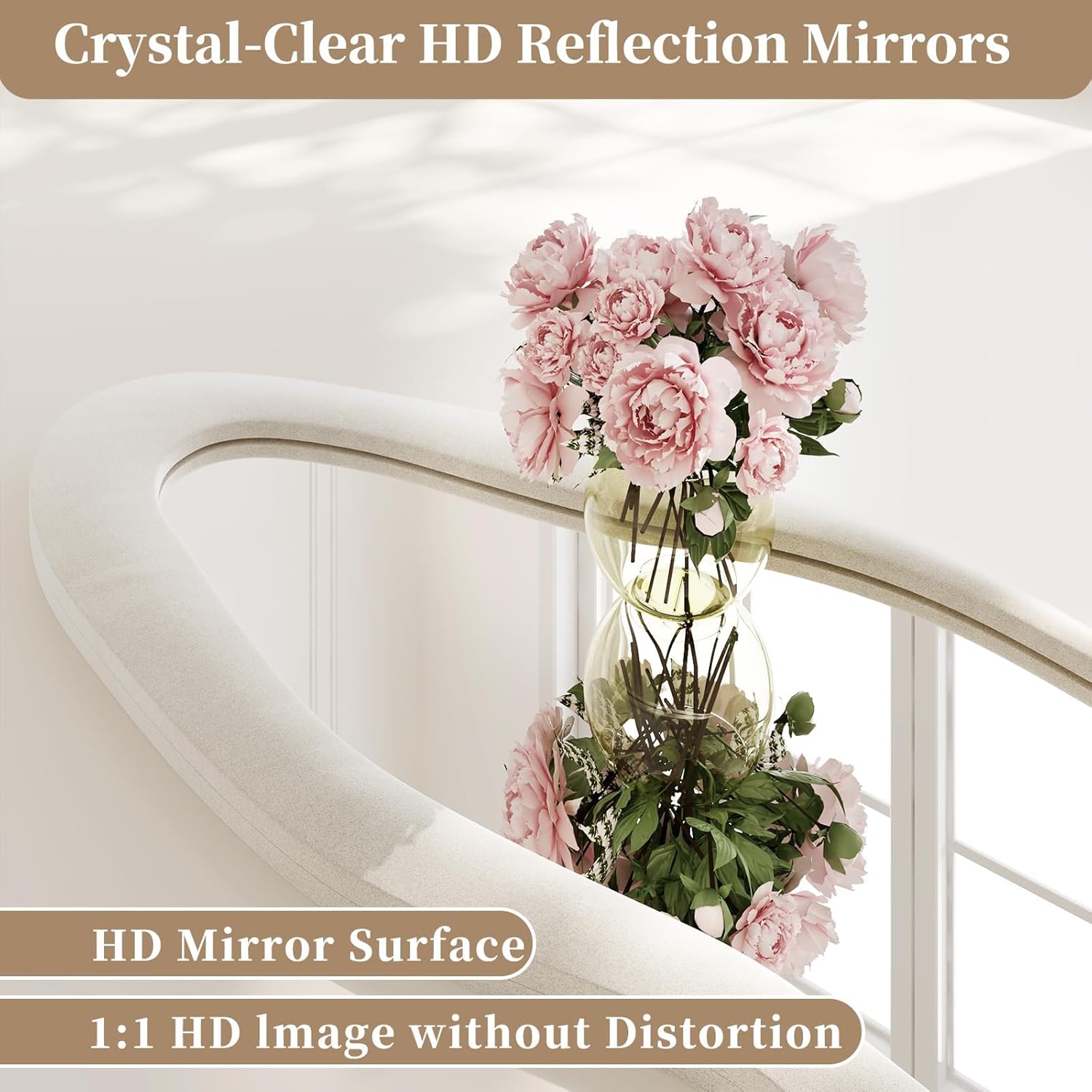 56"x24" Irregular Wavy Mirror, Flannel Full Length Mirror with Stand, Wall Mirror for Bedroom, Living Room, Cloakroom, Entryway, Beige