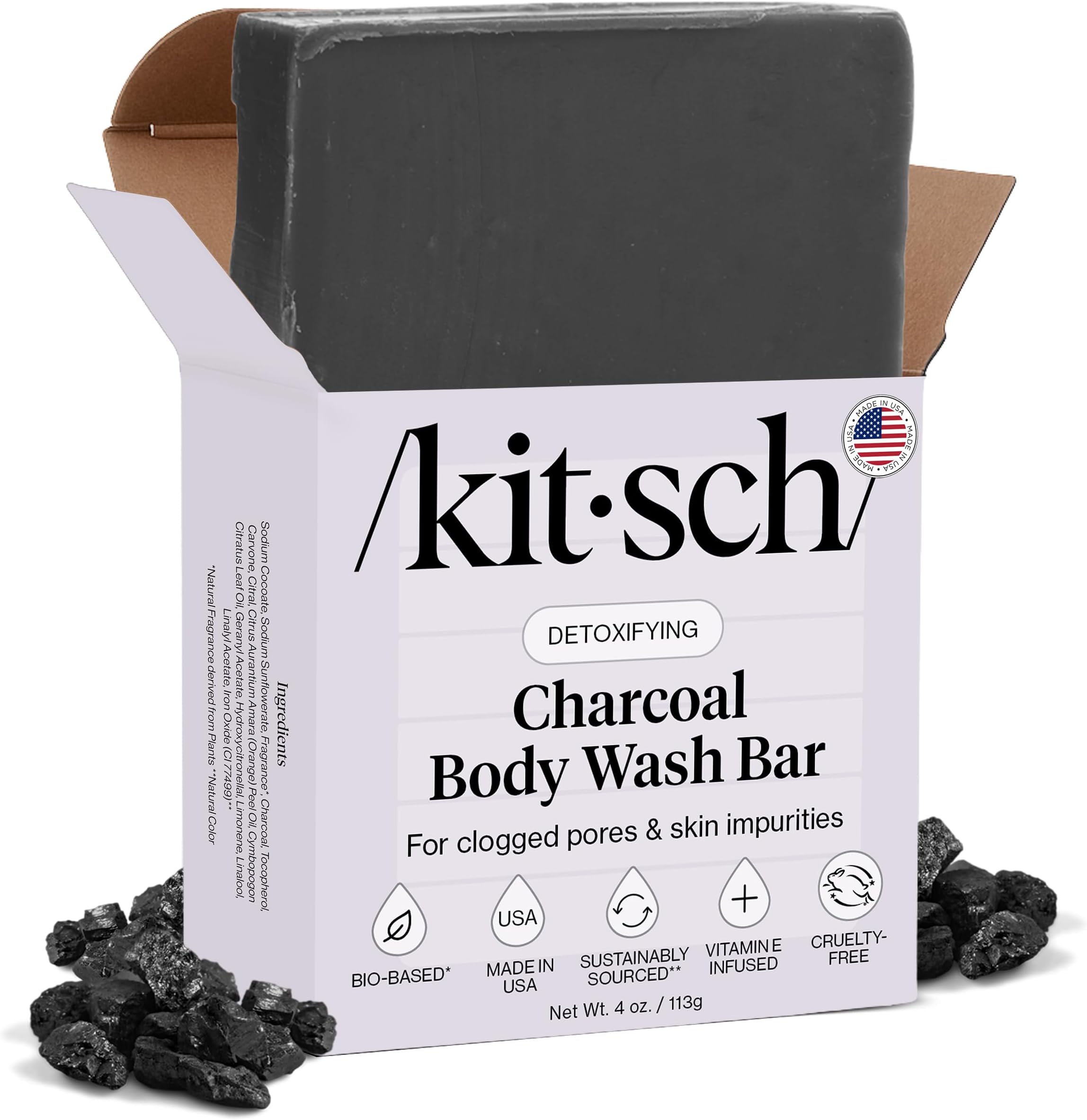 (Charcoal Detoxifying Body Wash Bar) - Detoxifying Charcoal Body Wash Bar - All Natural Body Wash, Paraben Free, Sulphate free Body Wash for Women and Men, Moisturising Body Wash Bar, Zero W...