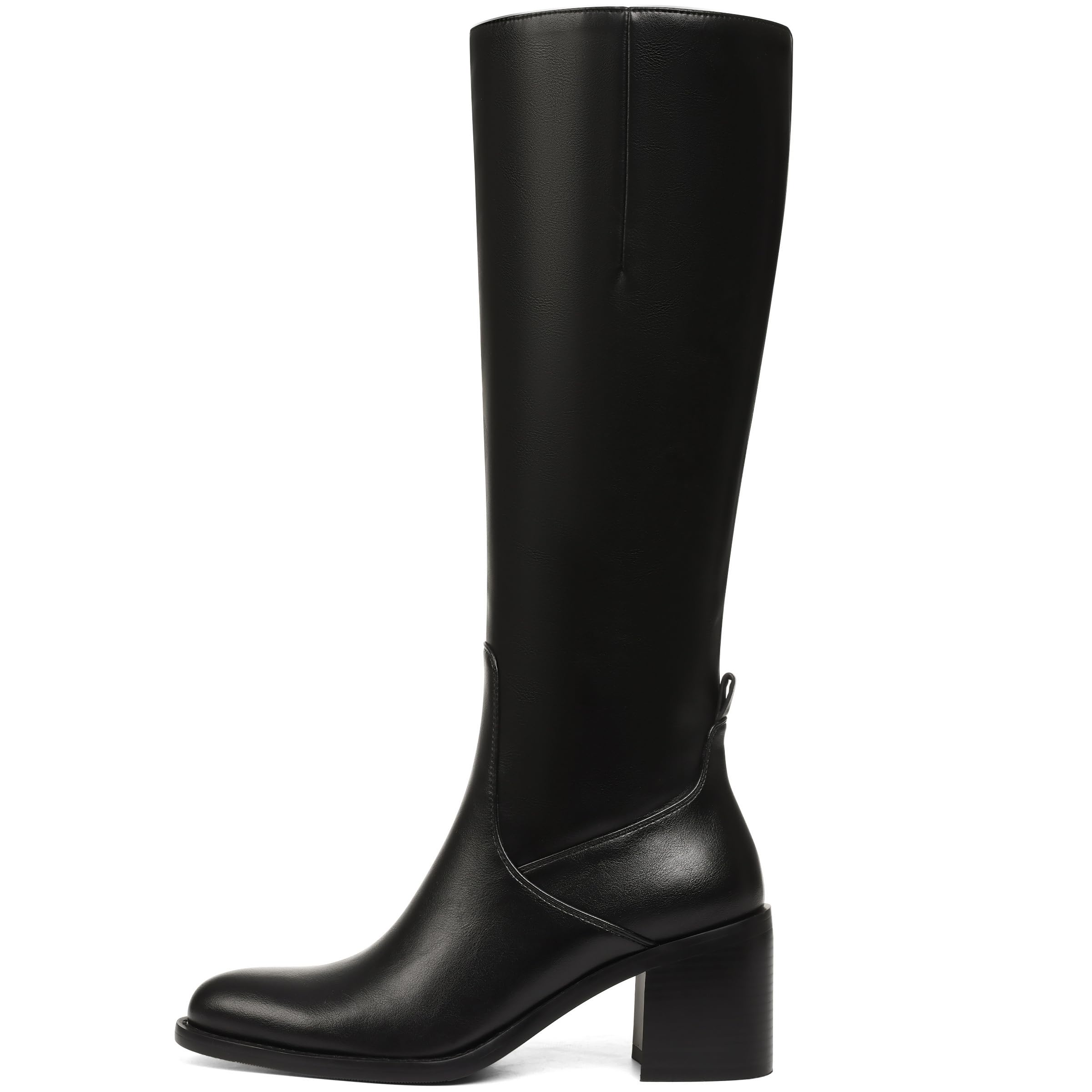 Mattiventon Knee High Boots Women Long Tall Boots Chunky Heel Round Toe Side Zipper Fashion Dress Date Party