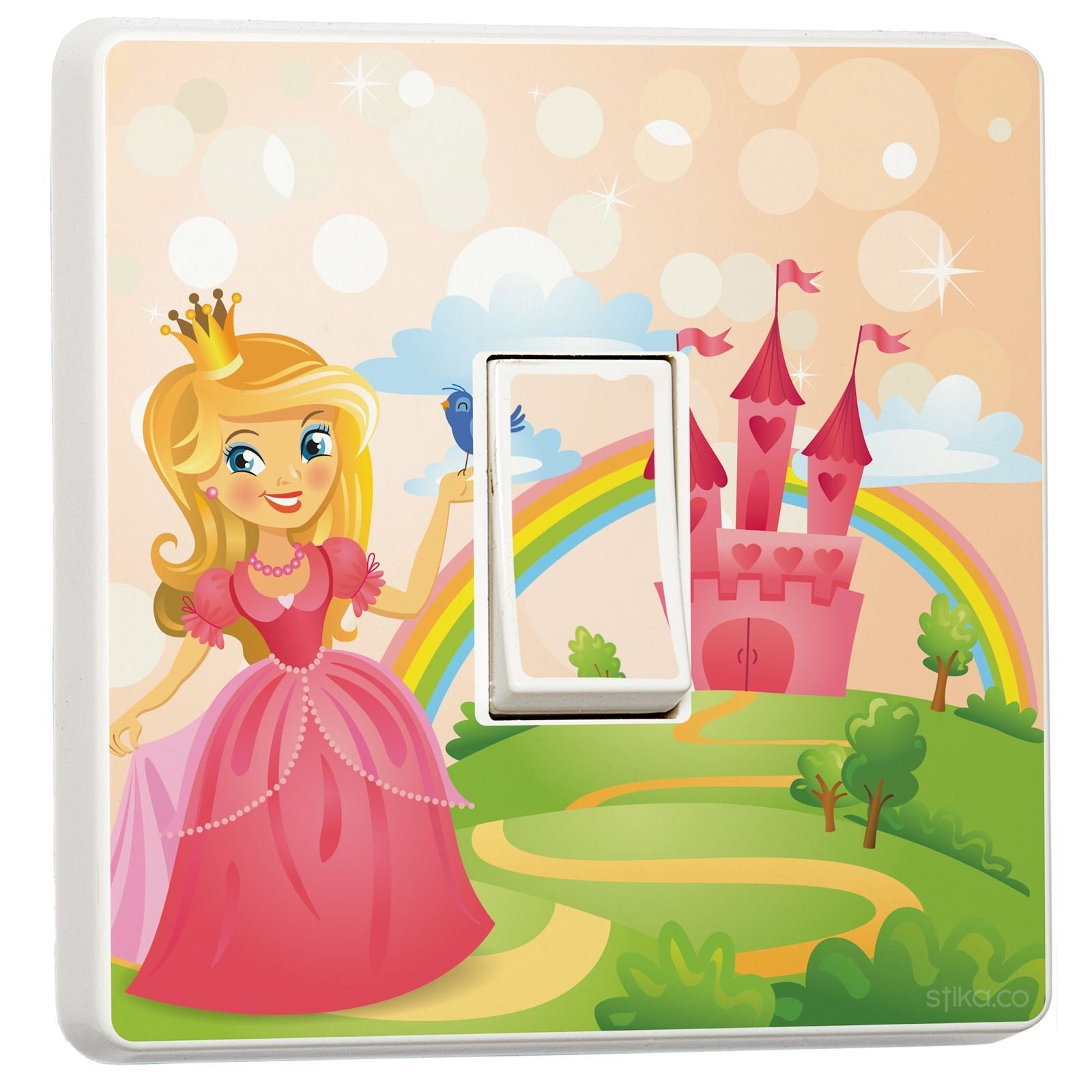 Stika.co Light Pack Of 2 Princess And Castle Design - Single Switch Cover Sticker - Self-Adhesive Vinyl Room Decor - Home Decor Improvements