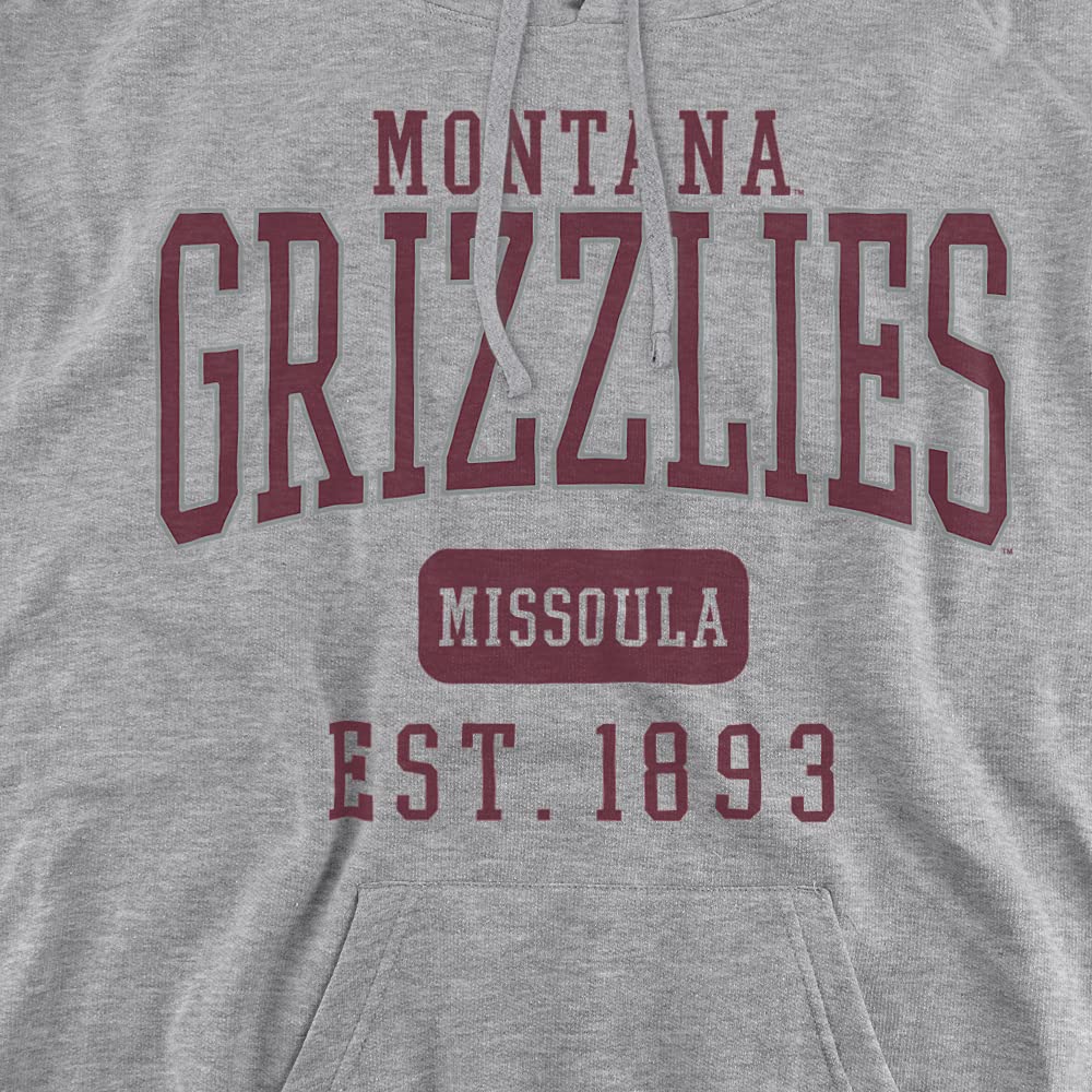 University of Montana Official Est. Date Unisex Adult Pull-Over Hoodie,Athletic Heather, Small