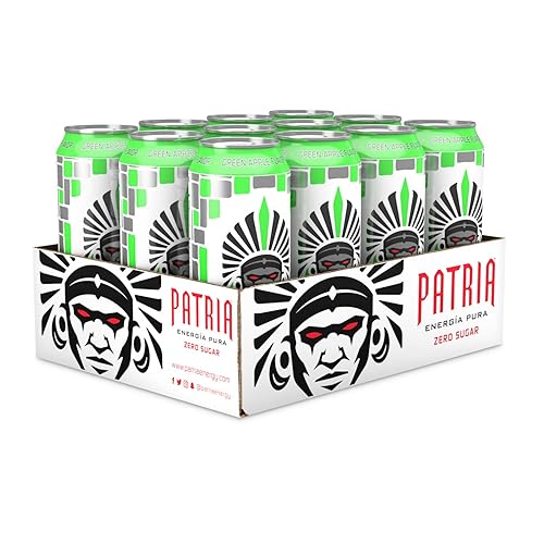 Miniatura 4 de Patria Energy Drink - Sin azúcar, paquete de 12, sabor a manzana verde, latas de 16 onzas - Sabor 100% natural, 200 mg de cafeína