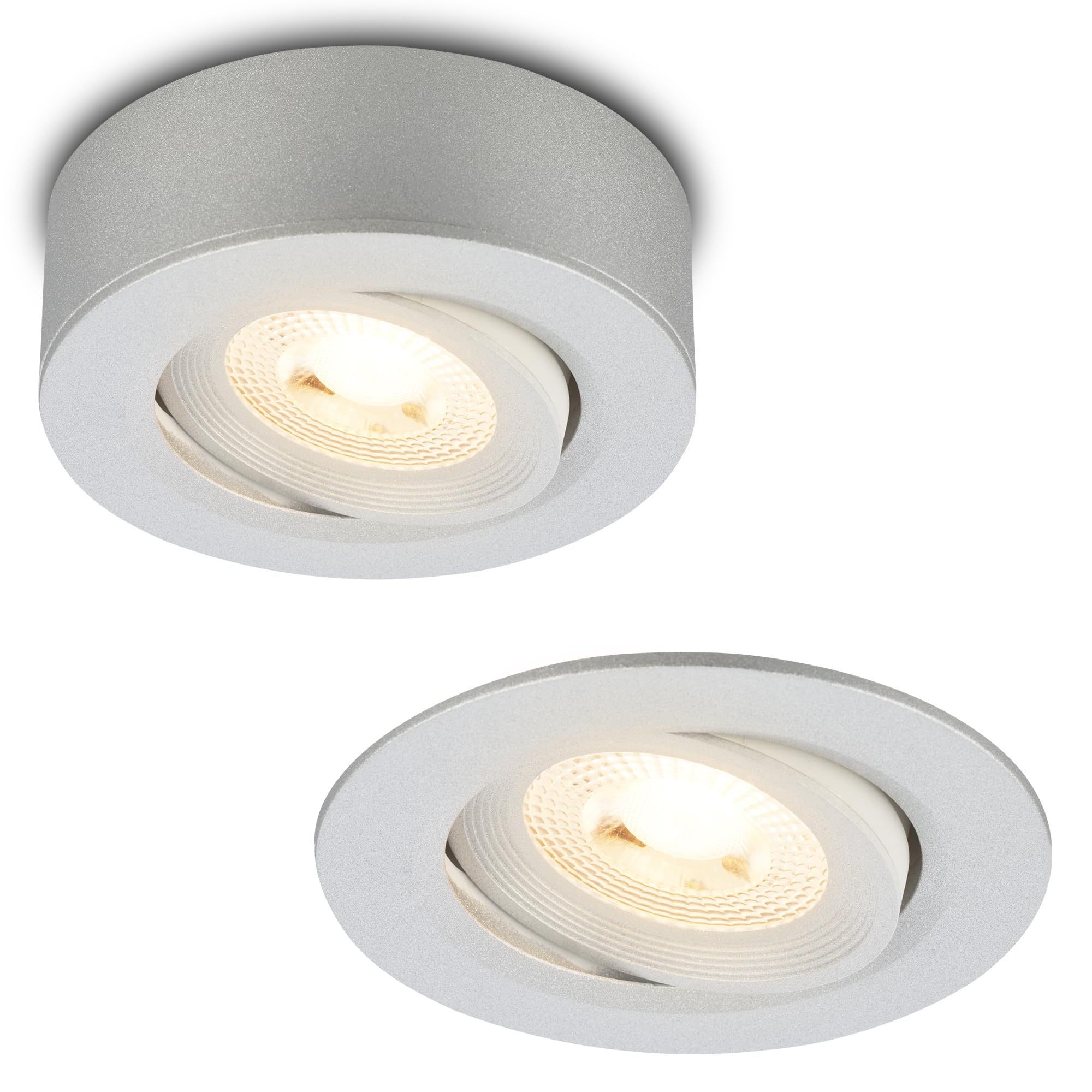 BRILONER - 2 in 1 LED surface-mounted spot and recessed spotlight, swivelling warm white light, flat, LED spot 230V, ceiling spotlight, recessed luminaire, ceiling spotlight, 68 mm hole size, 90x30 mm