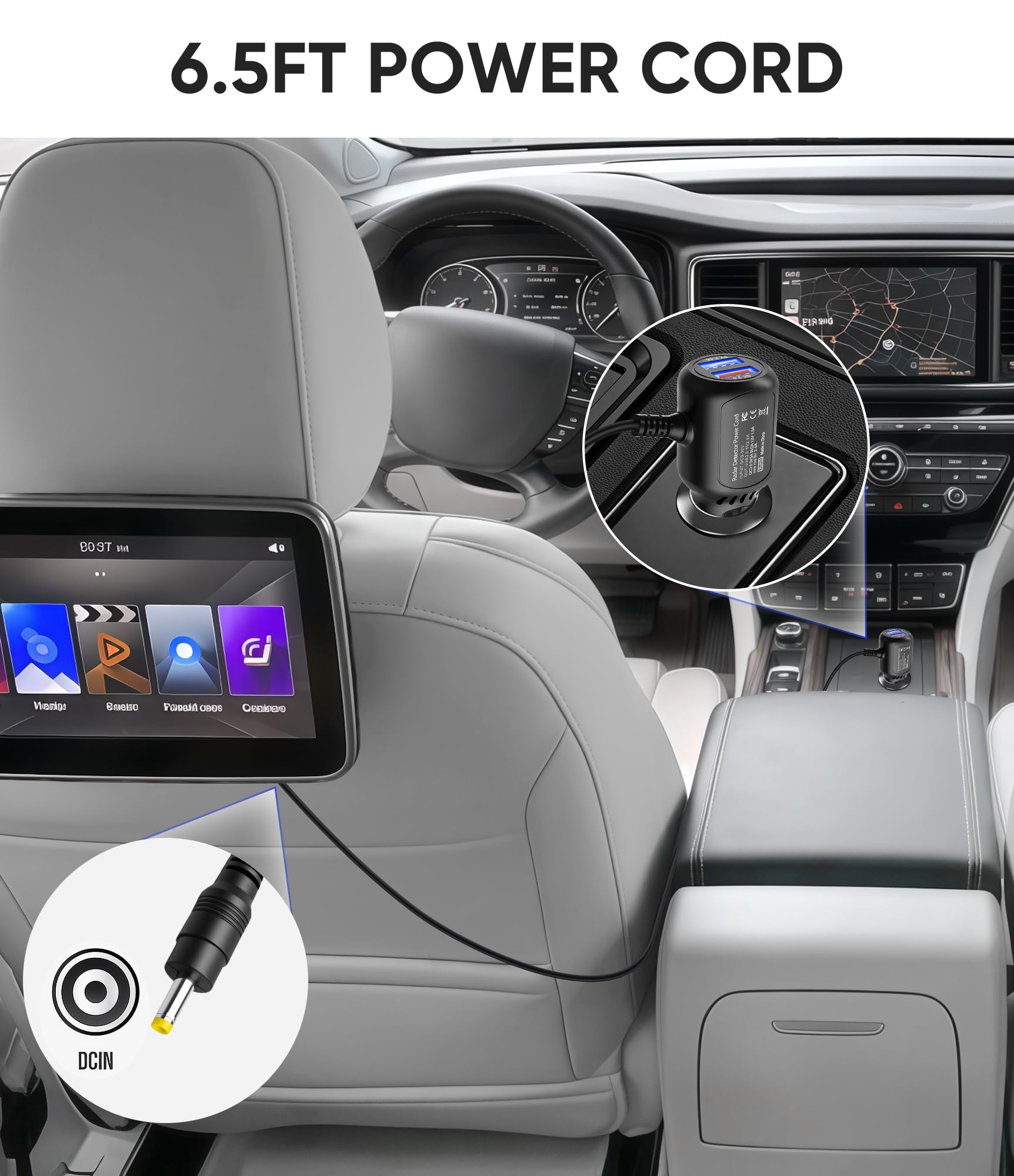 Caricabatterie da auto DC 12 V per lettore DVD portatile, adattatore di ricambio per accendisigari auto, cavo di alimentazione per Sylvania/DBPOWER/UEME/HDJUNTUNKOR/DRJ, cavo di ricarica USB a doppia