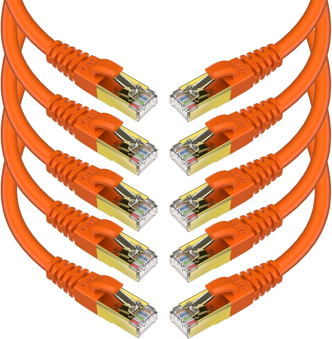 CAT 8 Cable 3 Feet 10 Pack Orange Shielded SFTP