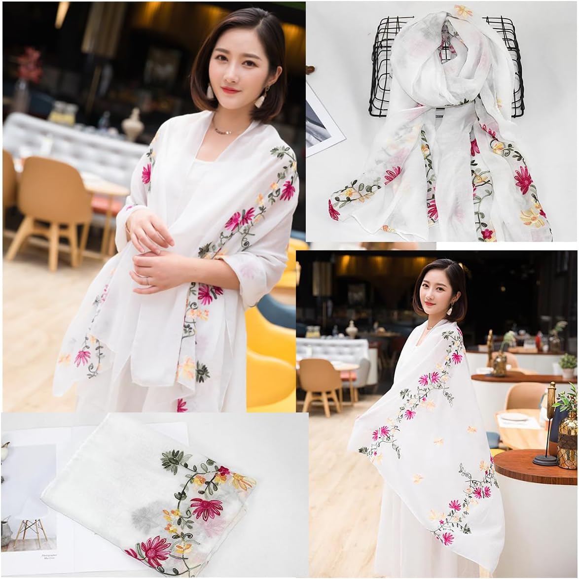 Floral Print Shawl Fashion Shawls Flower Printed Scarves Long Large Boho Scarf for Women - Image 6