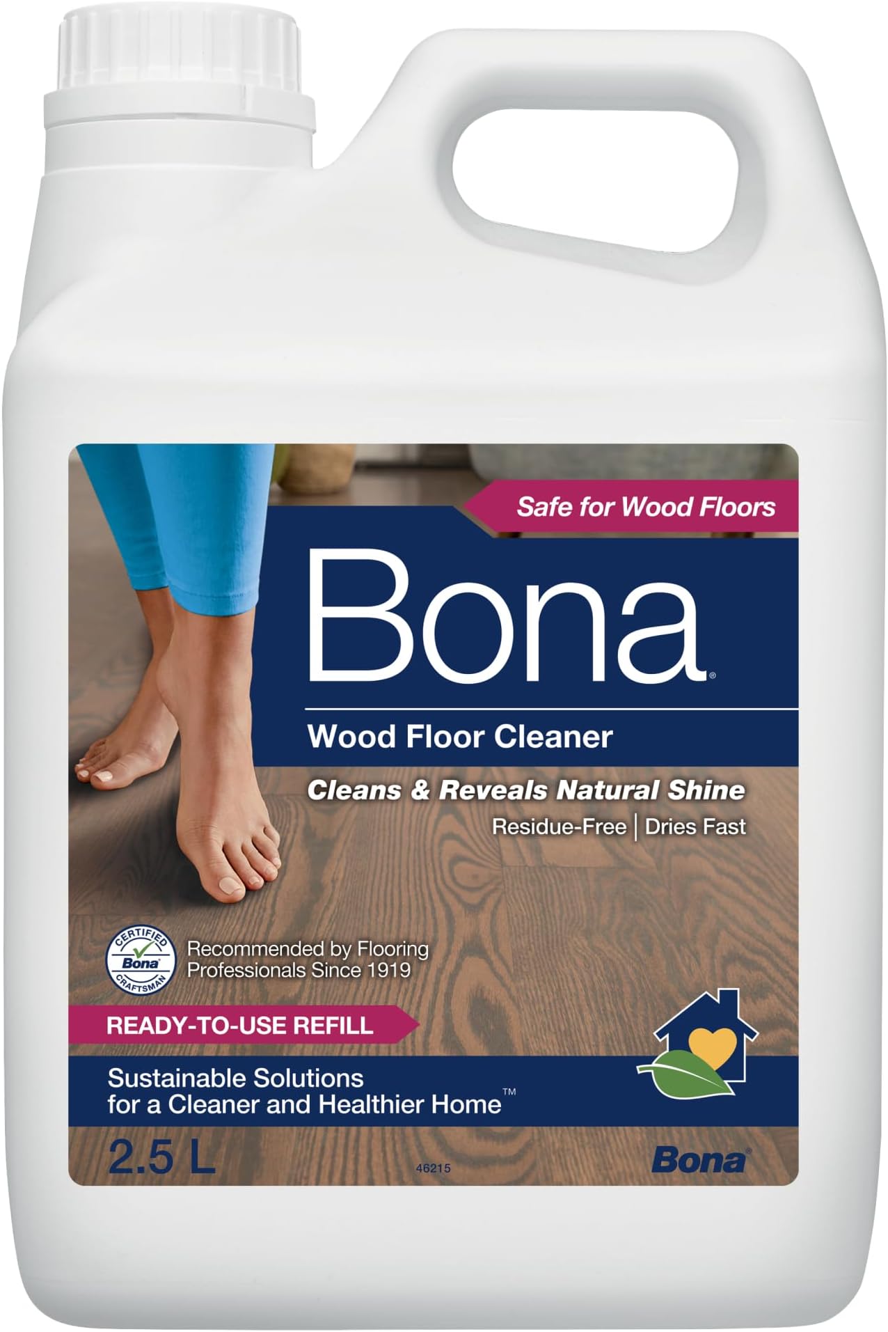 Bona Wood Floor Cleaner Refill for use with Bona Spray Mop Kit, 2.5l