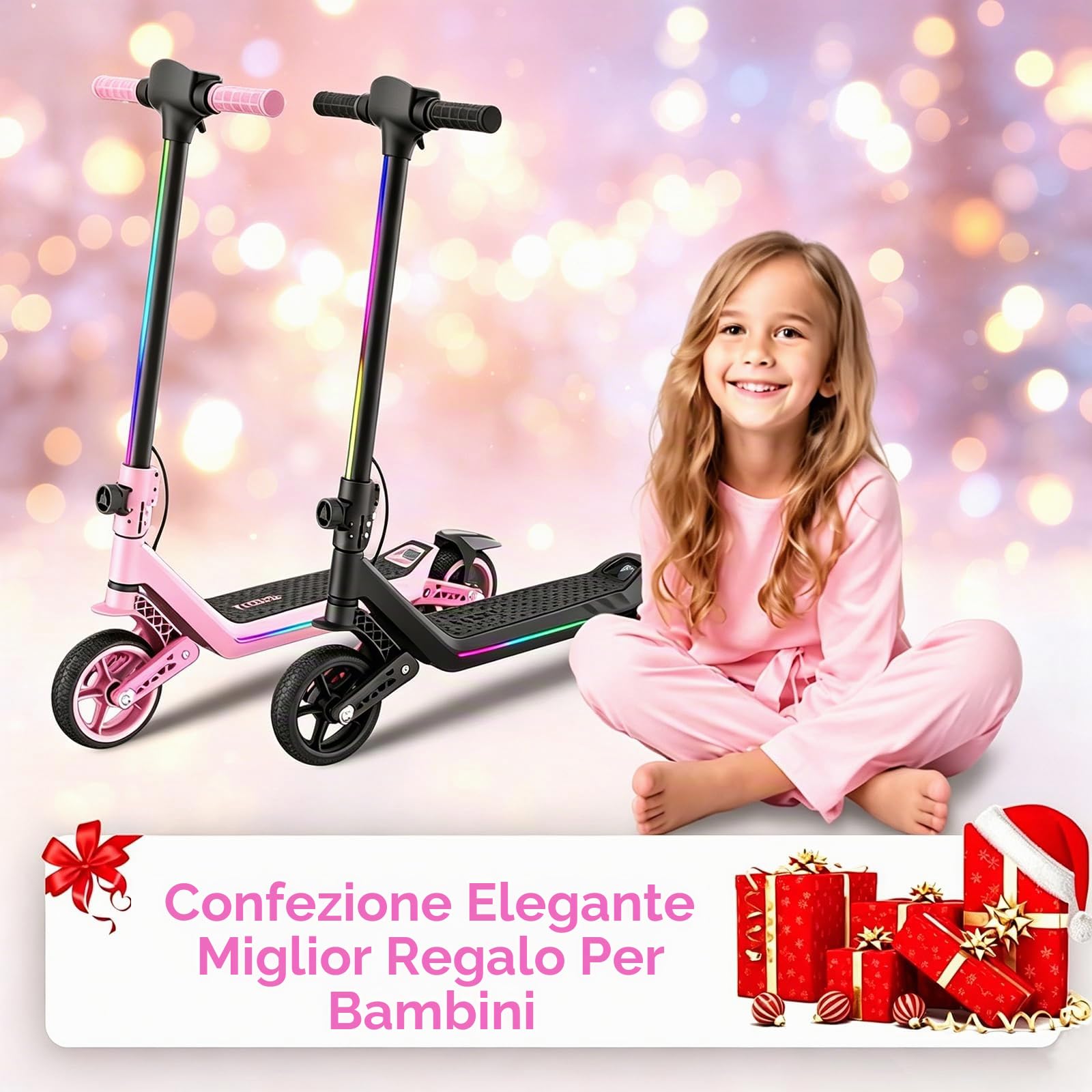 Monopattino Elettrico per Ragazzi U8 Fuoristrada - Doppia Sospensione - 16km/h Max, 10km Autonomia - Pieghevole e Leggero (6.7kg) - Motore 110W - Per Bambini 8-16 Anni (Rosa)