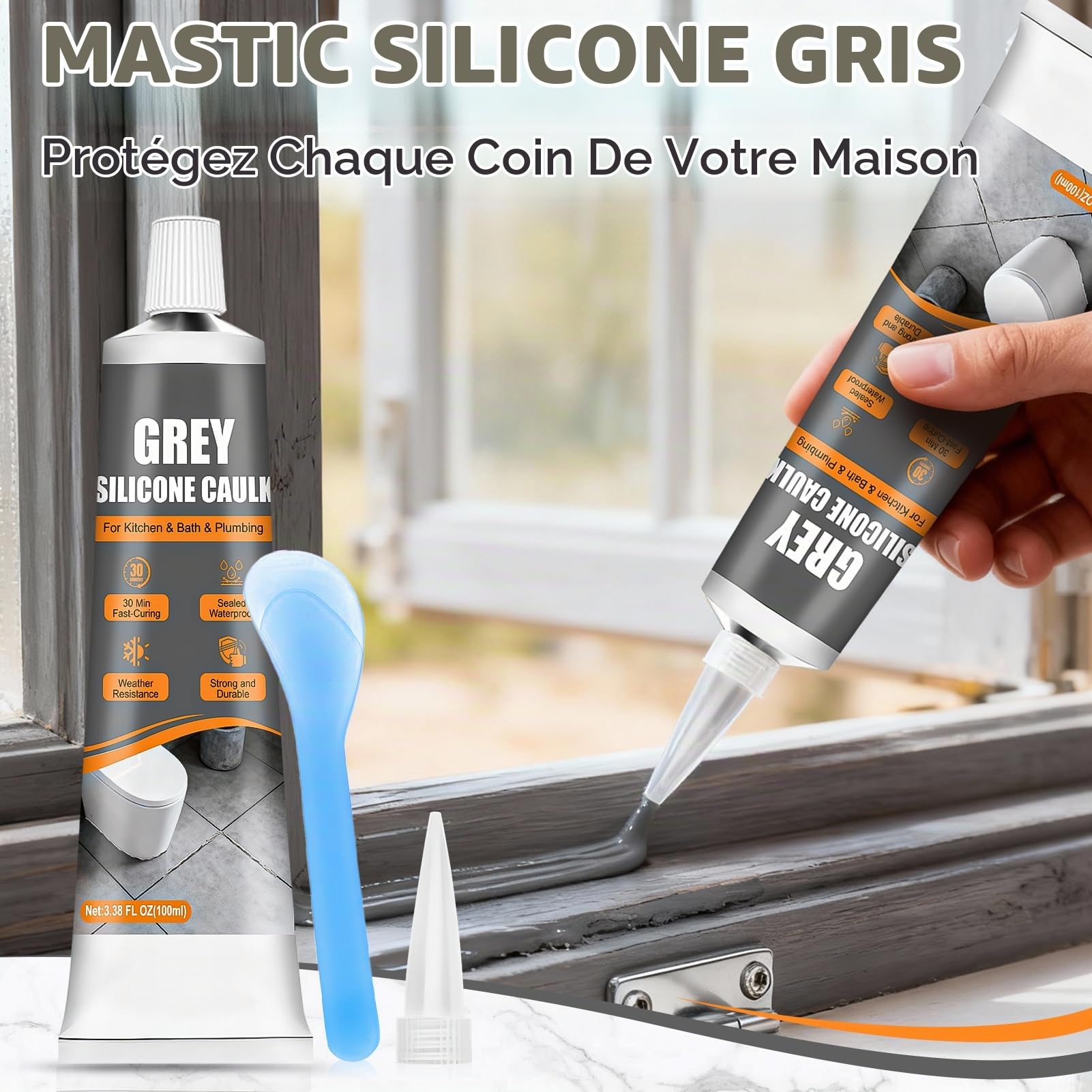 Scellant en silicone multi-usages pour façades en verre, murs rideaux en alumini