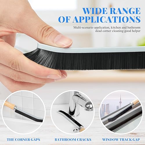 Miniatura 3 de DGSHIRLDJO Cepillo de limpieza de grietas de 3 piezas con cerdas duras, cepillo de limpieza para huecos, cepillo de ranura de ventana, cepillo de