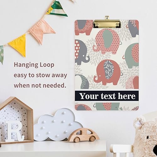 Miniatura 5 de Portapapeles de plástico personalizados con bonitos elefantes coloridos, tamaño carta estándar, cartón personalizado con clip de metal de perfil