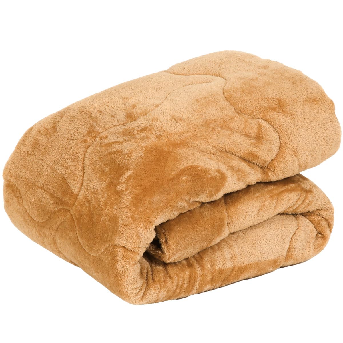 System K Comforter [Long Hair Flannel Warm Flannel Futon] Smooth Touch Washable Bedding Light Warm Comforter Fluffy Soft Blanket Anti-Static Treatment Single Beige