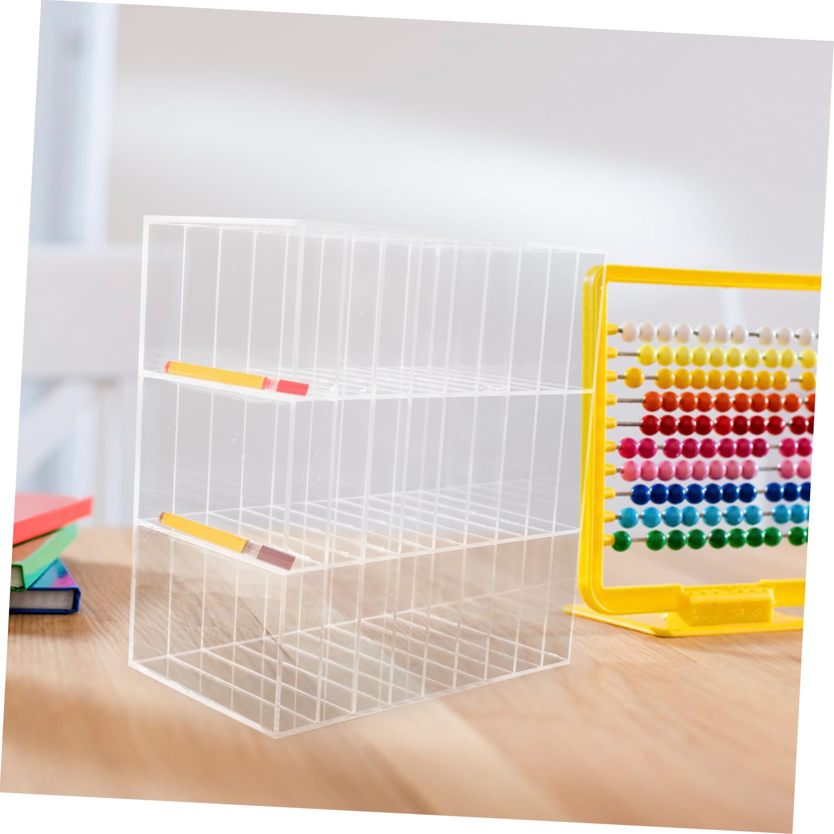 Mikikit Portapenne da Tavolo in Acrilico Organizzatore per Pennarelli Portatile Portapenne da Scrivania Decorativo per Casa e Scuola