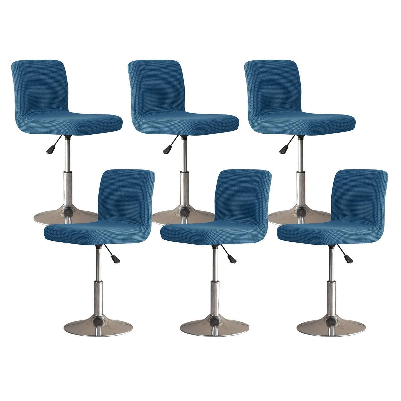 JHLD Stretch Bar Stool Covers, Soft Spandex Bar Stool Covers With Backs Plaid Dining Chair Covers With Elastic Bottom Machine Washable-blue-set of 6