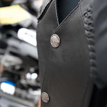 極美品/XLサイズ✨ショット レザーベスト ジレ 500V ブラック 編み込み imgrc0078763211.jpg
