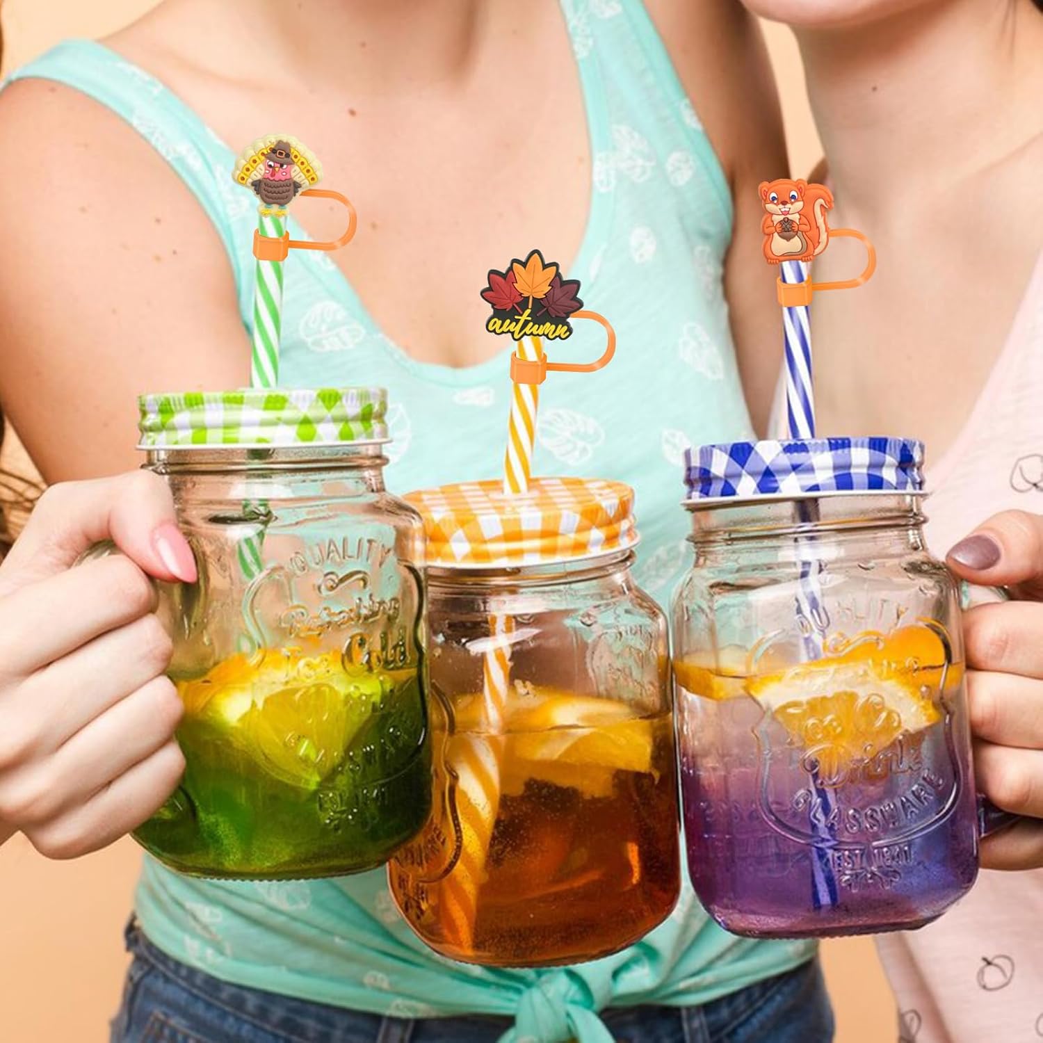 6Pcs Thanksgiving Straw Toppers for Stanley Cup, Fall Straw Caps for 10mm Drinking Straw Tip Covers - Image 6