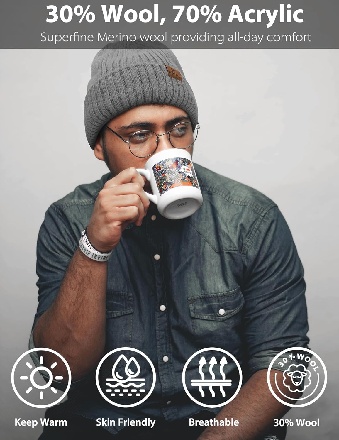 LiuSuper XXL Oversized Beanie Hat for Men and Women, Extra Large Warm Winter Cap for Big Heads, Lined & Stretchy - Image 3