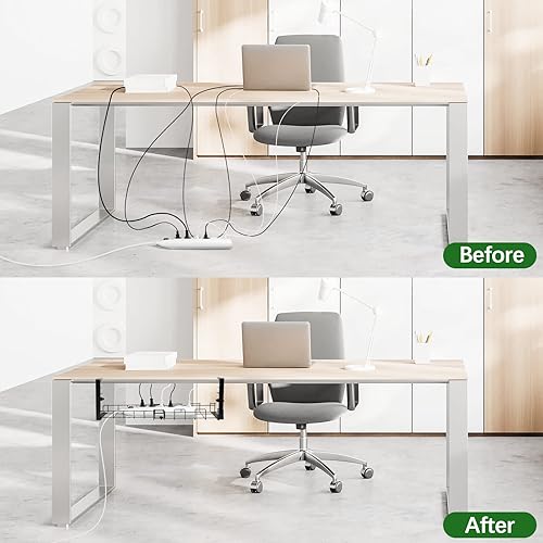 Miniatura 3 de 2 Pcs Extendable Under Desk Cable Management TrayHaootadiy No Drill Cable Tray with Clamp,Desk Cable Tray with Wire Organizer and Desk Cord