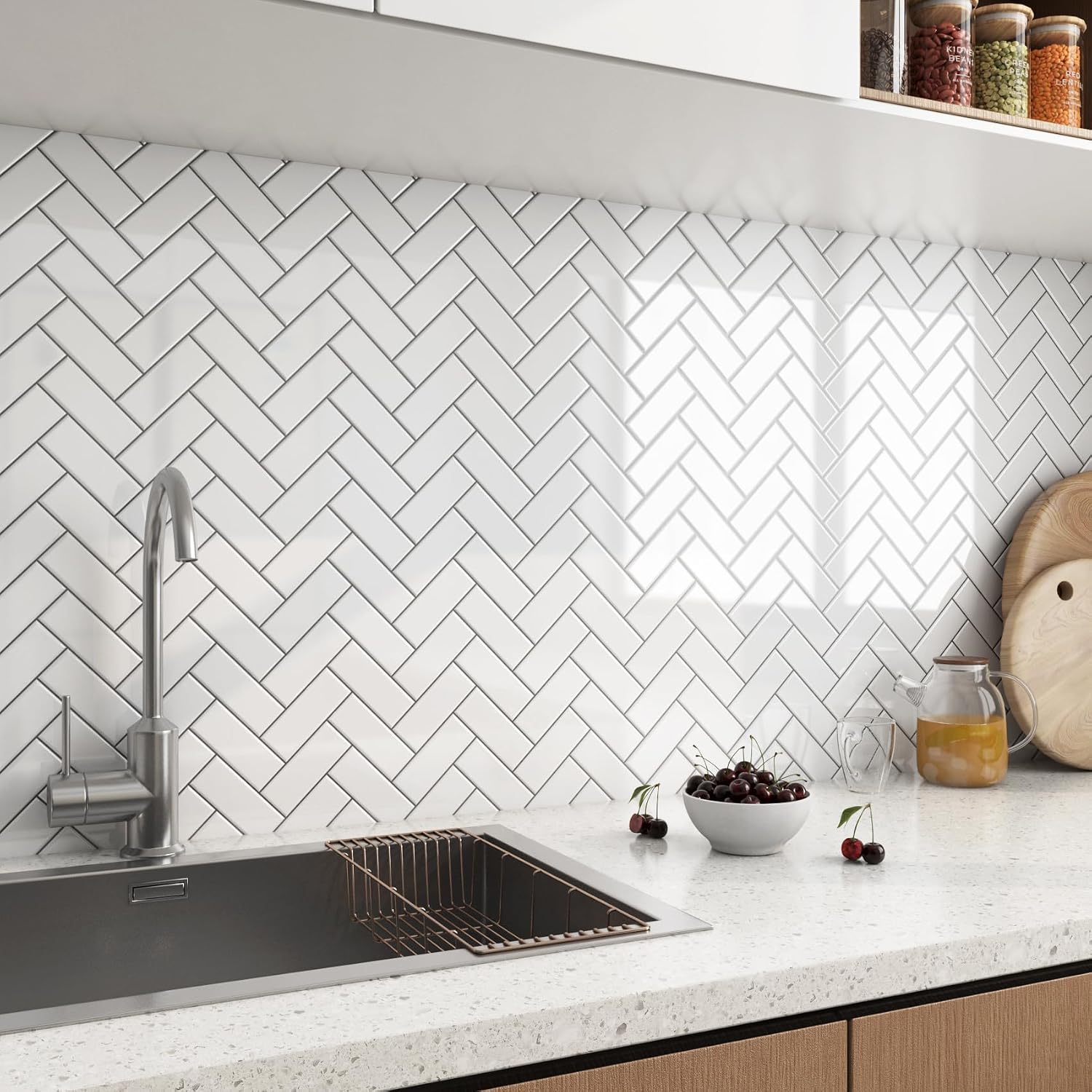 Blanc)10 Pièces Plus épais Credence Adhesive pour Cuisine Salle de