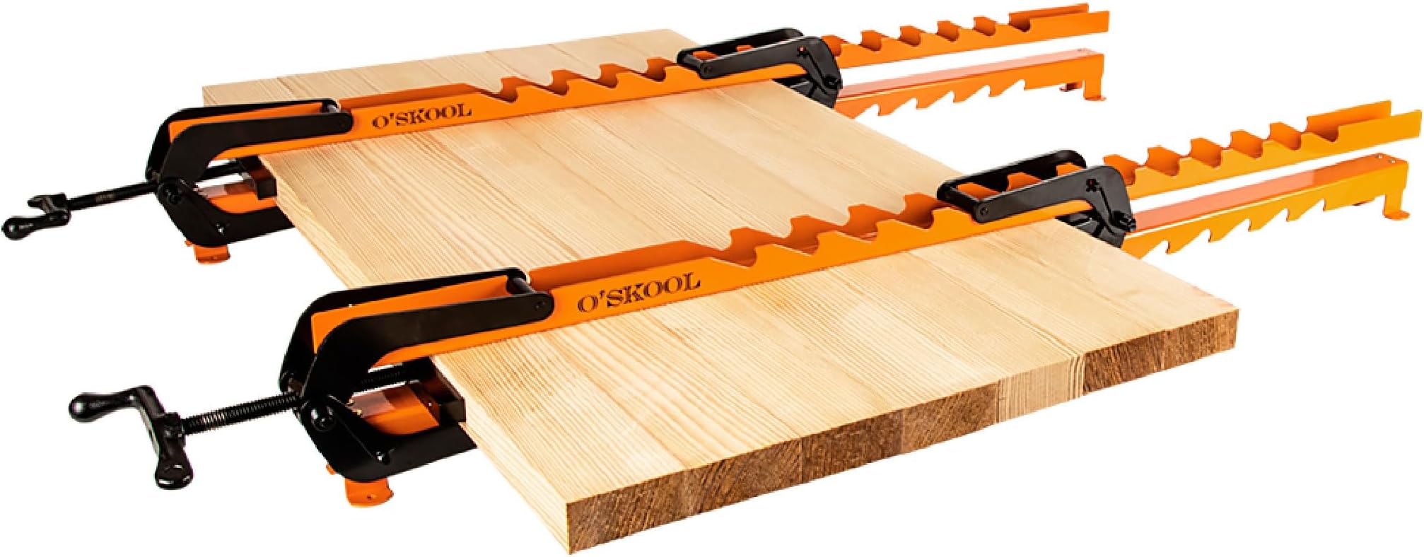 O'SKOOL Pressure Panel Clamps (2-Pack) - 4-Way Pressure Steel Clamps for Cutting Boards, Tabletops, and Cabinet Making - Ideal for Flush Joints & Precision Woodworking Projects