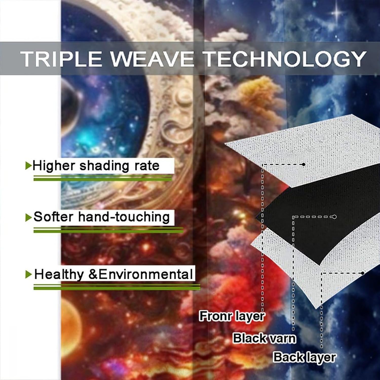 Cool Outer Space Yin Yang Curtains for Living Room, Watercolor Sun&Moon Fantasy Galaxy Colorful Misty Forest Rod Pocket Thermal Insulated,Window Drapes 2 Panels 63" L x 31.5" W