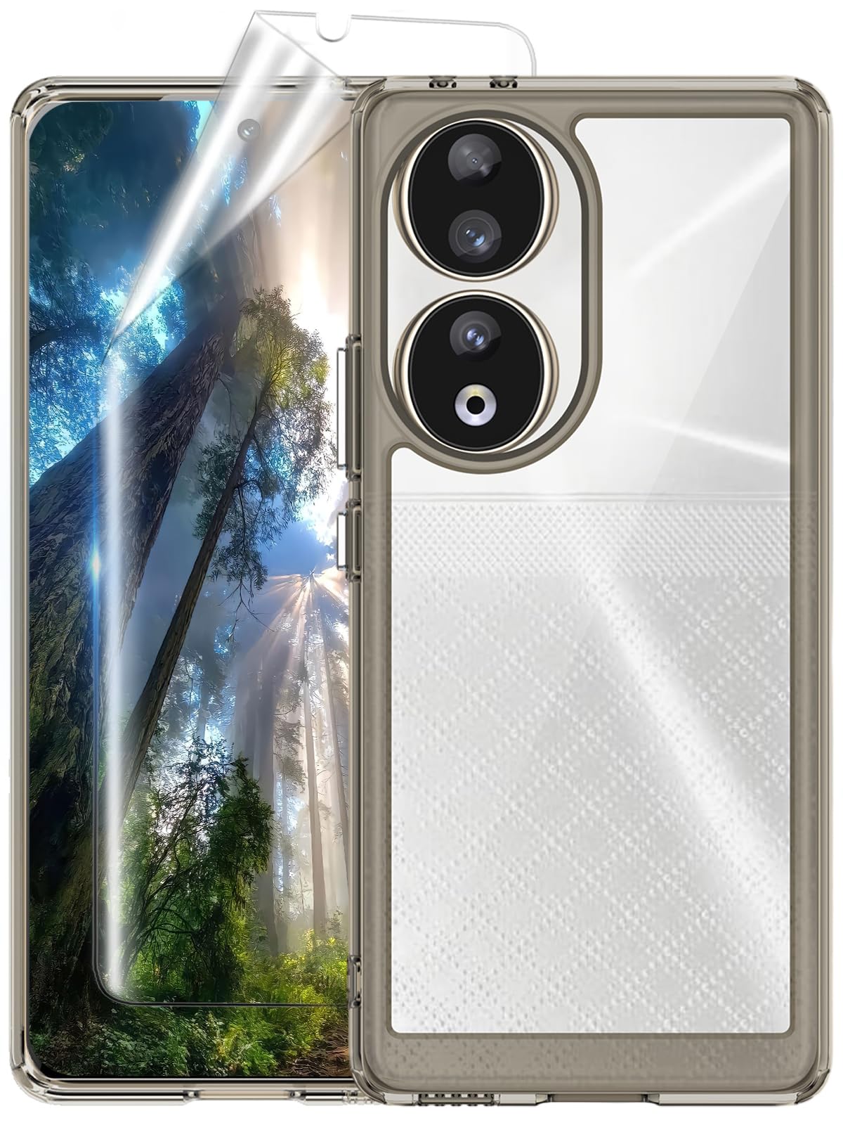 SKOAI for Honor 90 5G Case Cover: Honor 80 5G Phone Back Cover Ultra Hybrid with Flexible TPU Screen Protector - Crystal Gray Xc