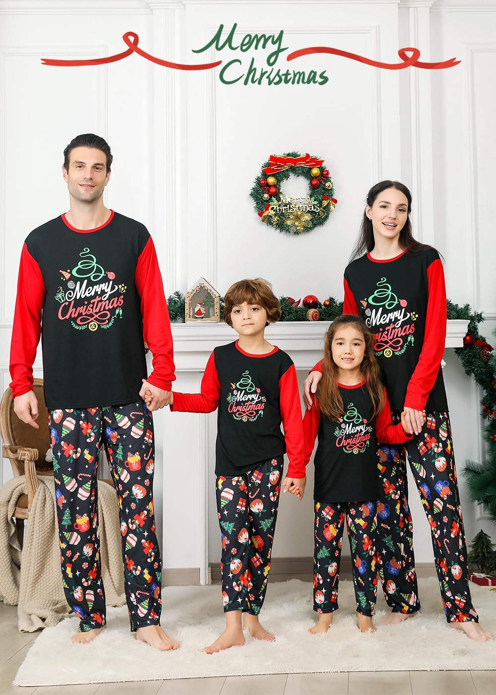 Conjuntos de pijamas de Navidad familiares a juego para mujeres/hombres/parejas/adultos, pijamas de árbol de Navidad para vacaciones, ropa de dormir