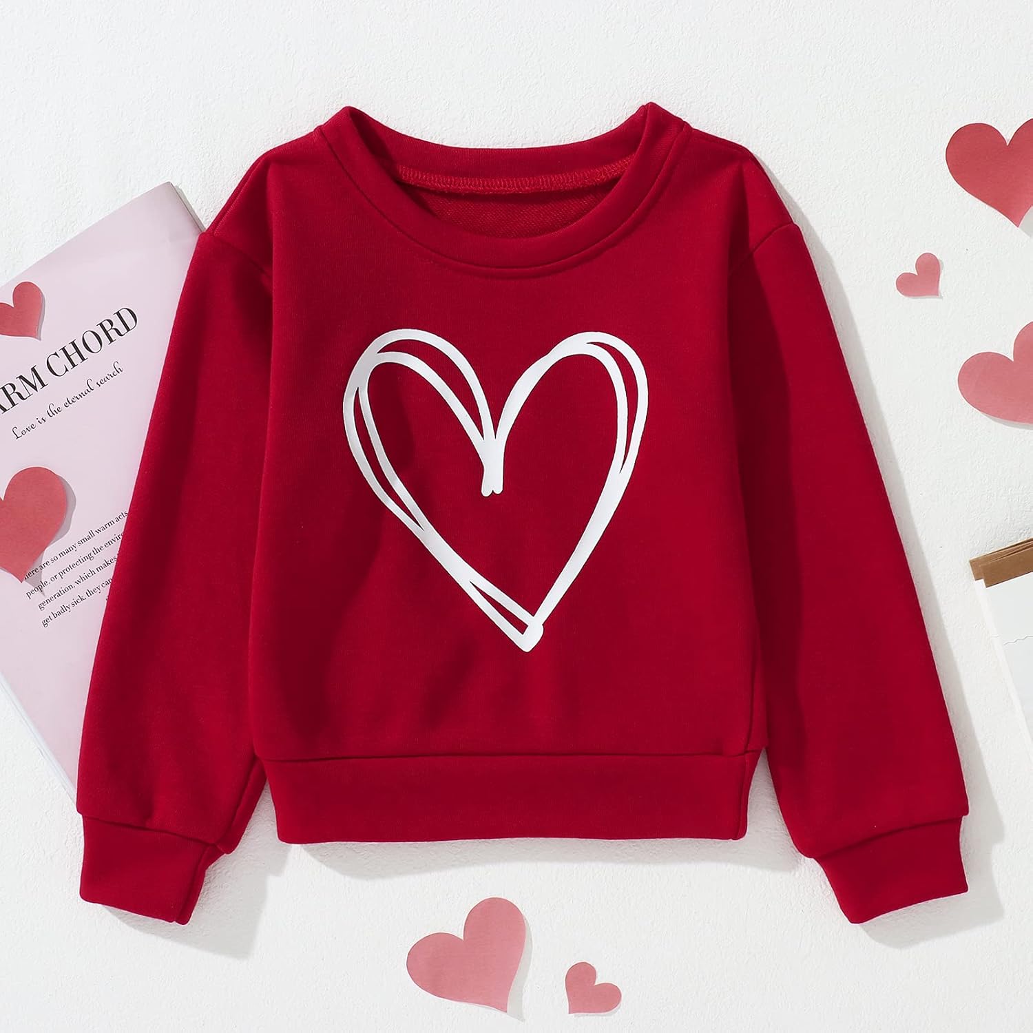 BOUTIKOME Mommy and Me Valentines Outfits Love Heart Graphic Family Matching Sweatshirt Long Sleeve Pullover Shirt Top - Image 5