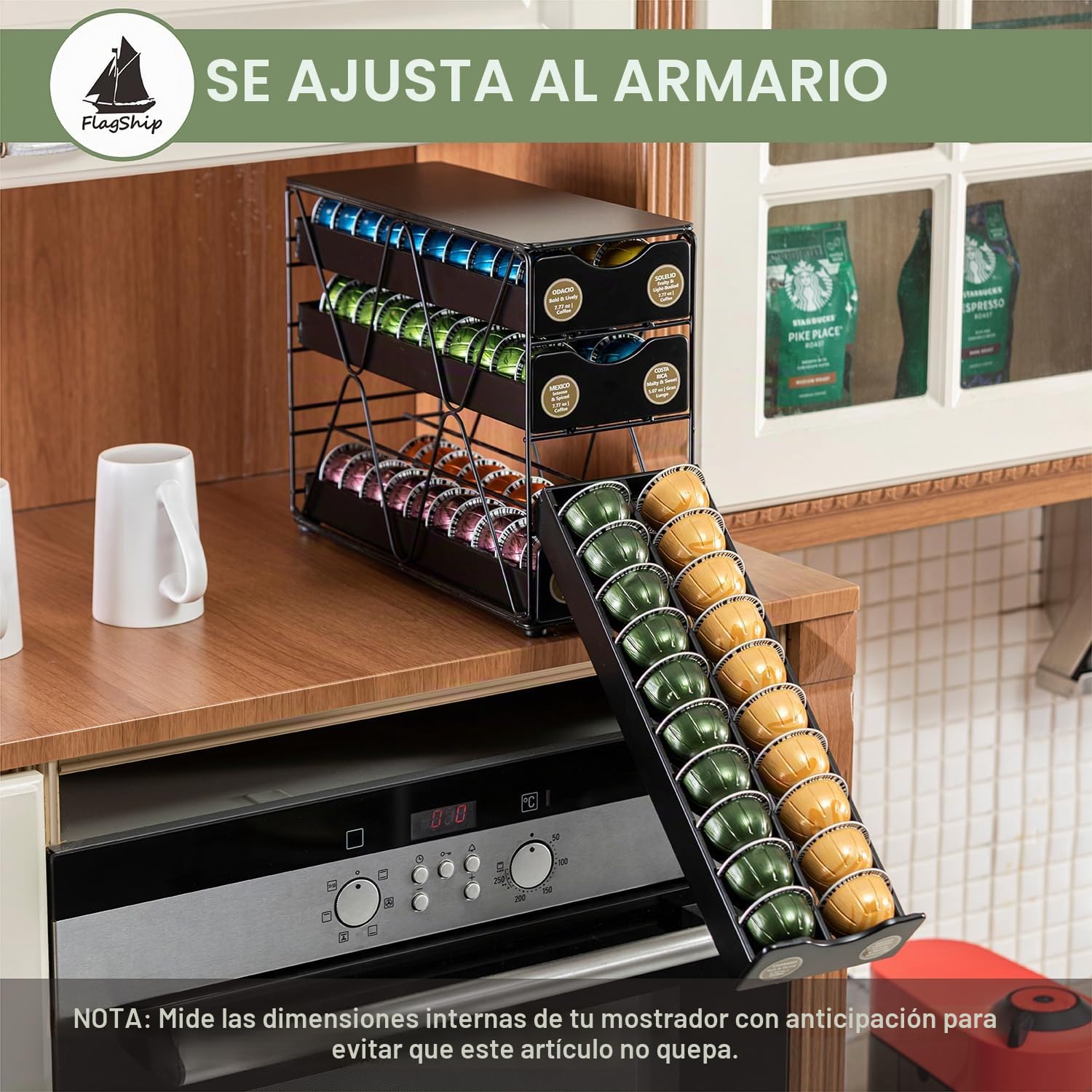 FlagShip Soporte para cápsulas Nespresso Vertuo (4 niveles (capacidad de 80 cápsulas)