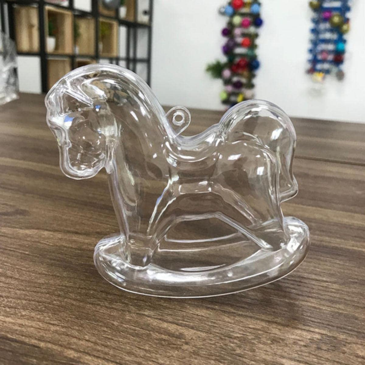 Decoraciones navideñas para el hogar Bola rellenable Decoración de Fiesta de año Nuevo Árbol de Navidad Adornos Colgantes Bolas Transparentes-Caballo balancín, 20PCS