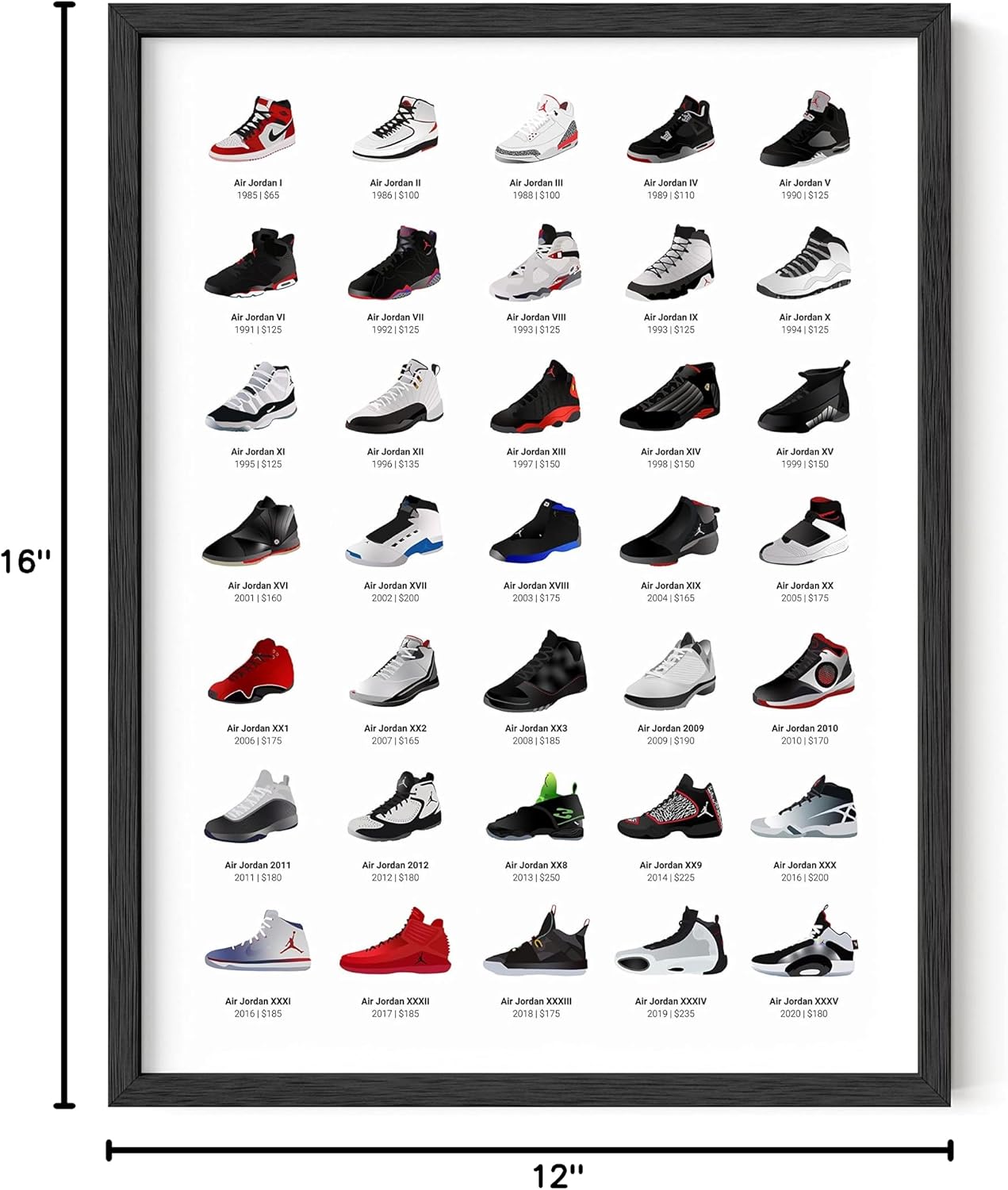 HAUS AND HUES Jordan Sneaker Posters for Guys - Michael Jordan Shoe Cool Wall Art for Bedroom, Dope Hypebeast Sneakerhead Room Decor, (12”x16” UNFRAMED)