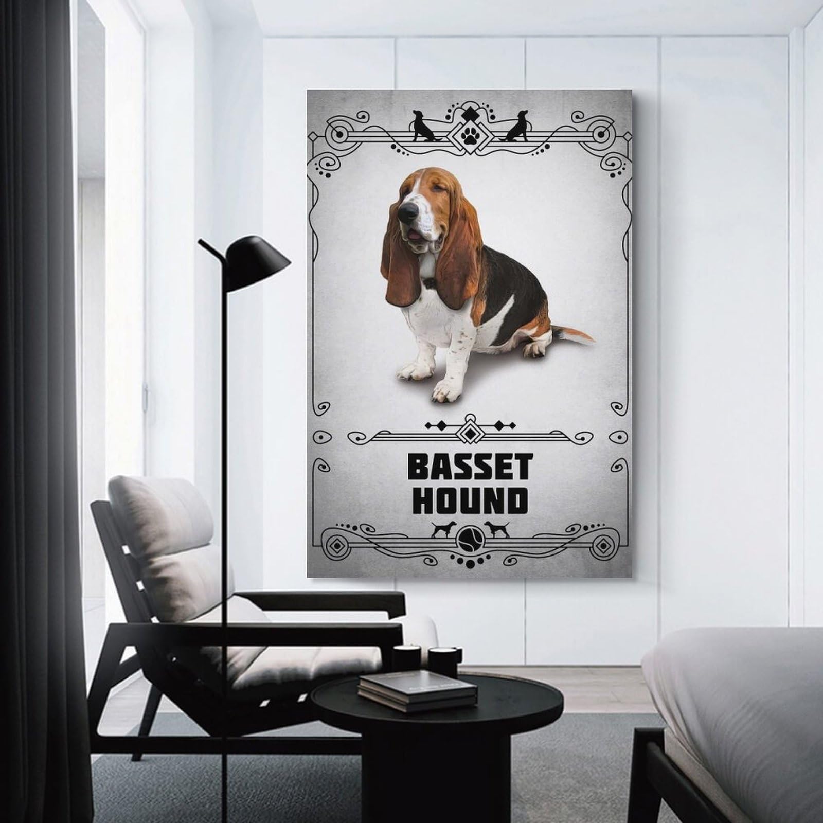 Junmoney Basset Hound Hanging Wall Art, 24x36inch(60x90cm), for Bedroom Walls, Guest Spaces Or Lounges, An Easy Wall Refresh for Bedrooms