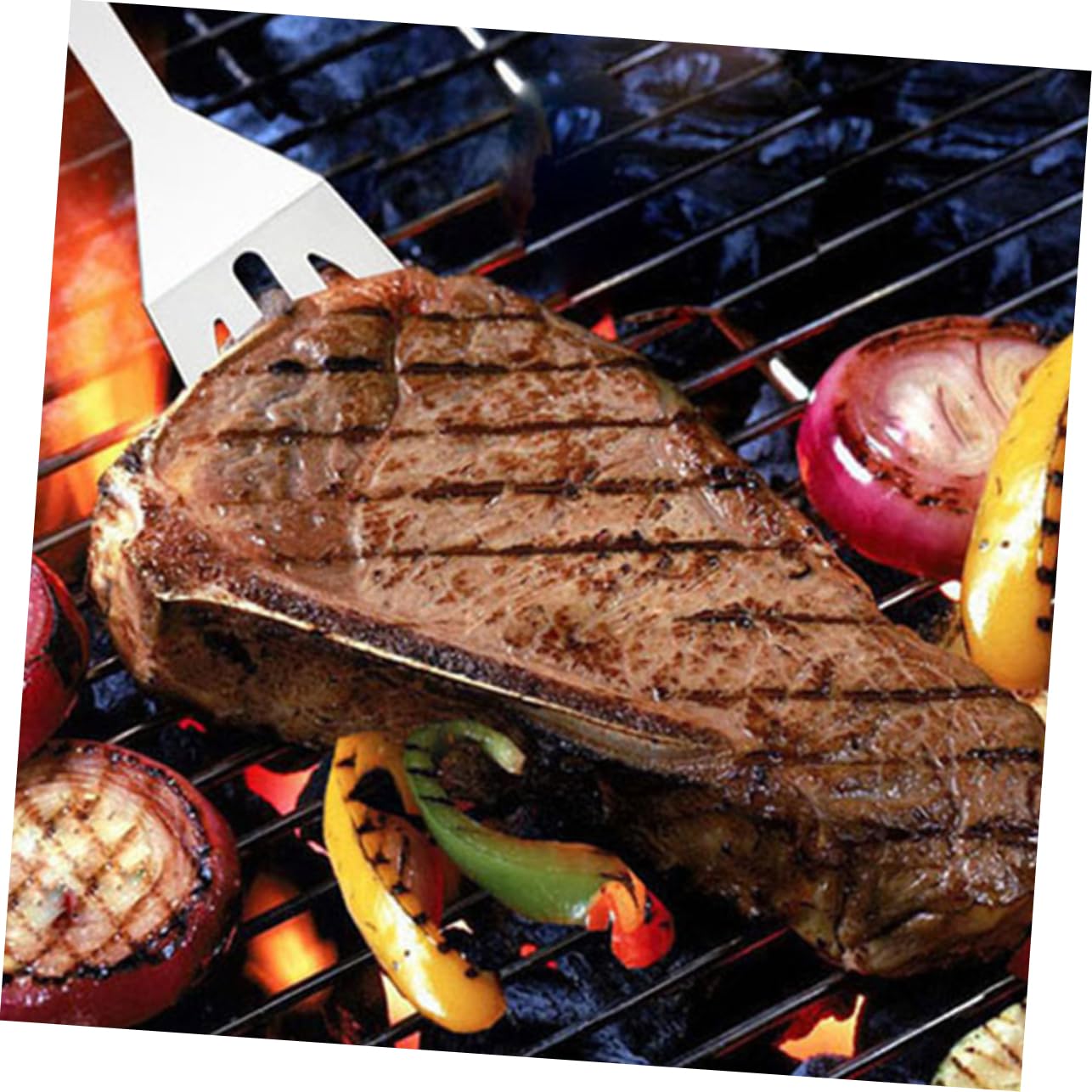Alipis 12 Stück Grillwerkzeug-set Aus Edelstahl Mit Schaufel, Zange, Messer, Gabel, Bürste, Stahlbürste Und Spieß in Tasche Für Picknick Und Camping
